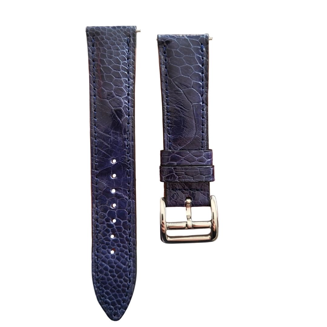 Ostrich Leather Strap - D. Blue