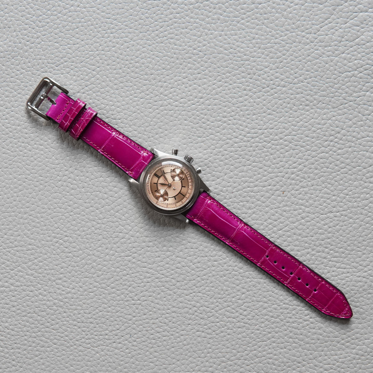 Genuine Croc. Leather Watch Strap / Fuchsin