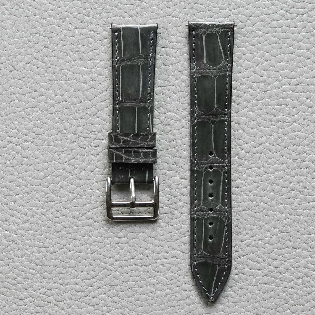 Genuine Croc. Leather Watch Strap / Dark Antrachite