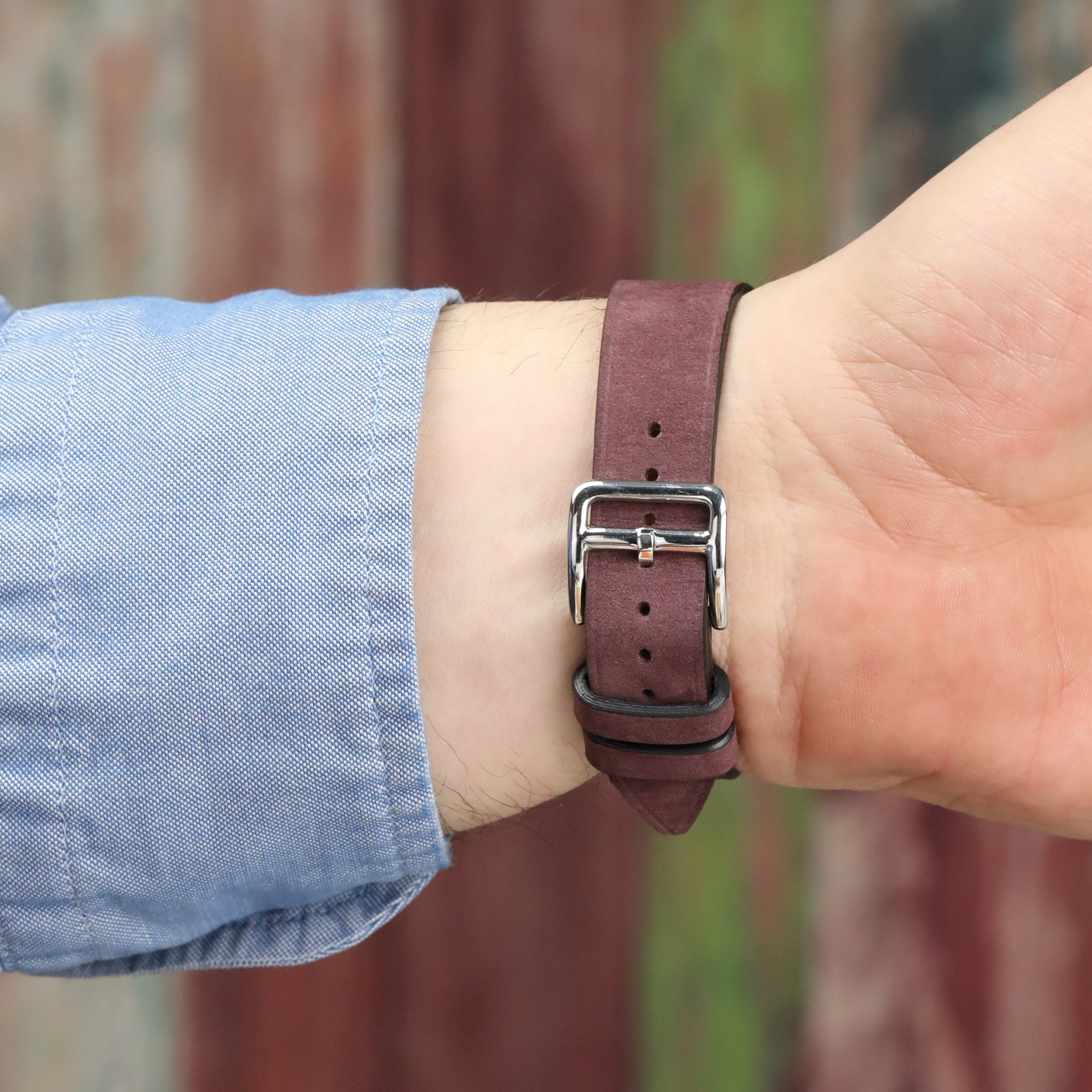 Nubuck Slim Leather Watch Strap