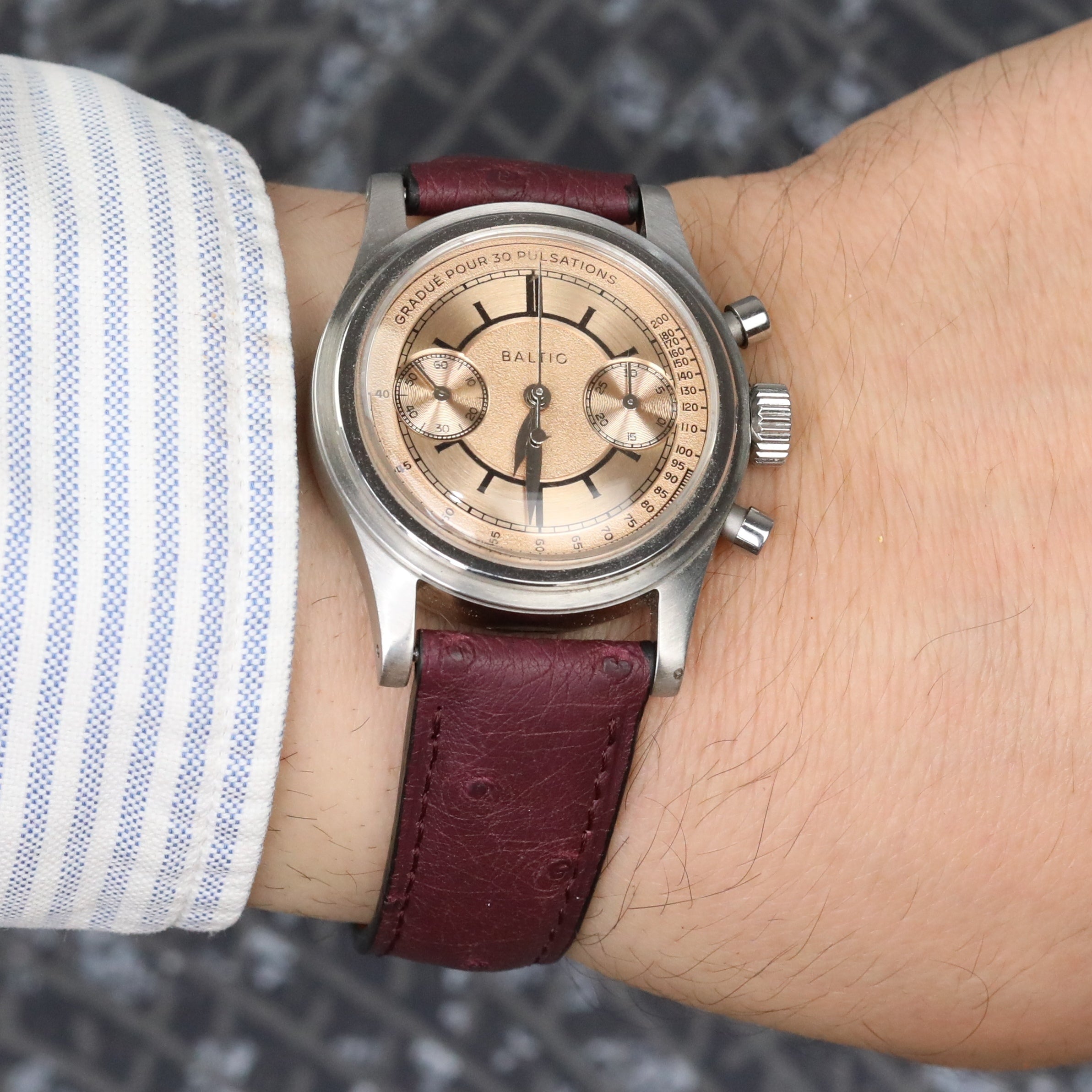 Ostrich Leather Strap - Burgundy