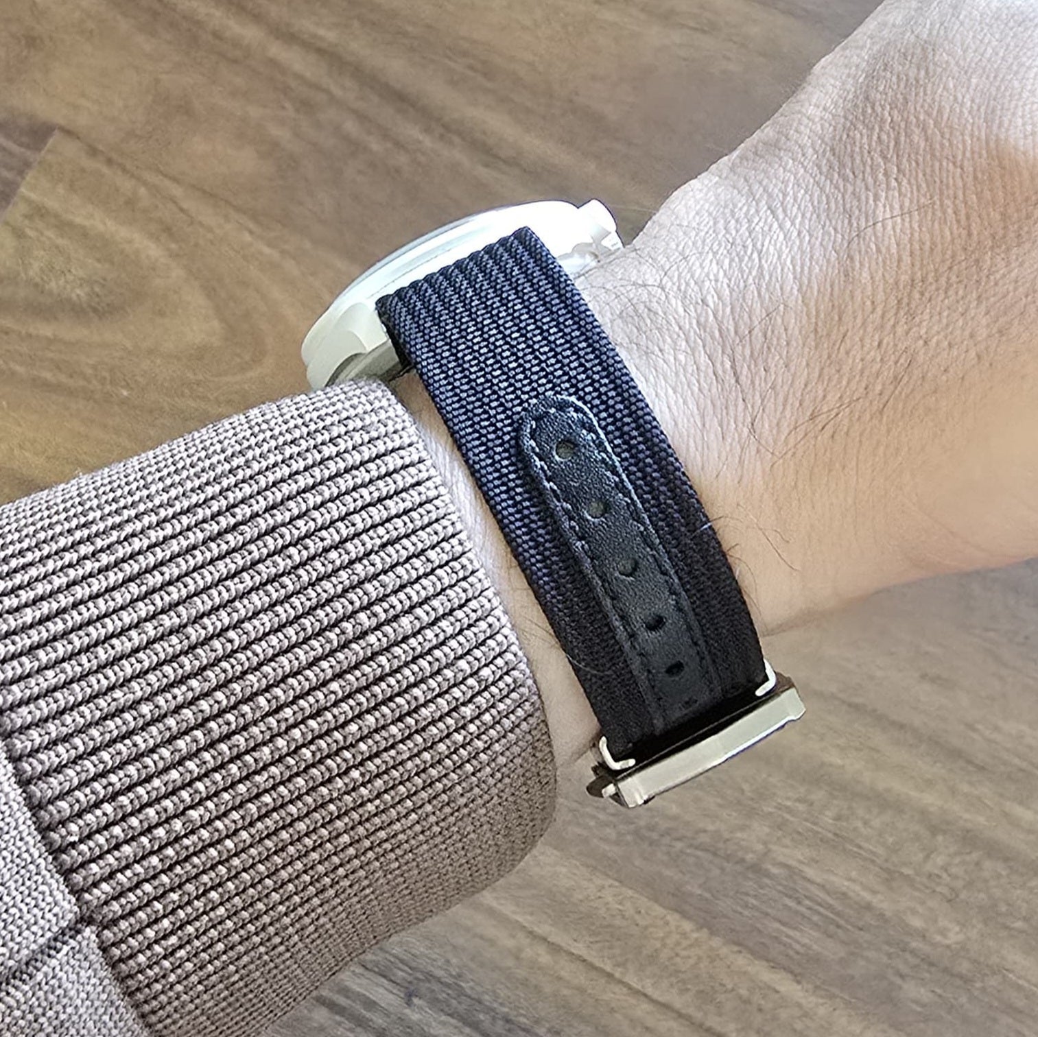 Textile Watch Strap with Deployment Clasp - BLACK