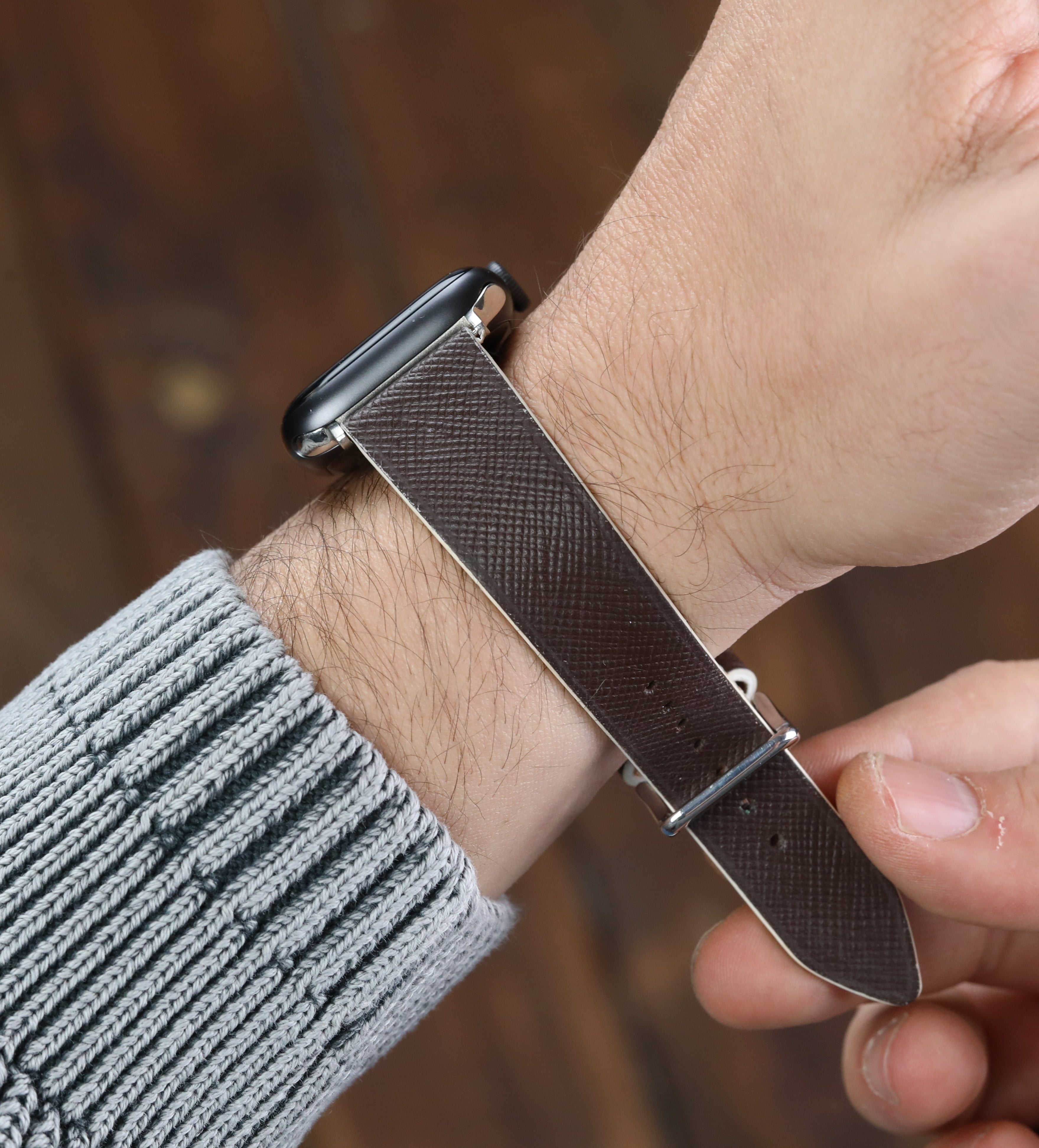 Apple Watch Compatible Leather Strap - Brown