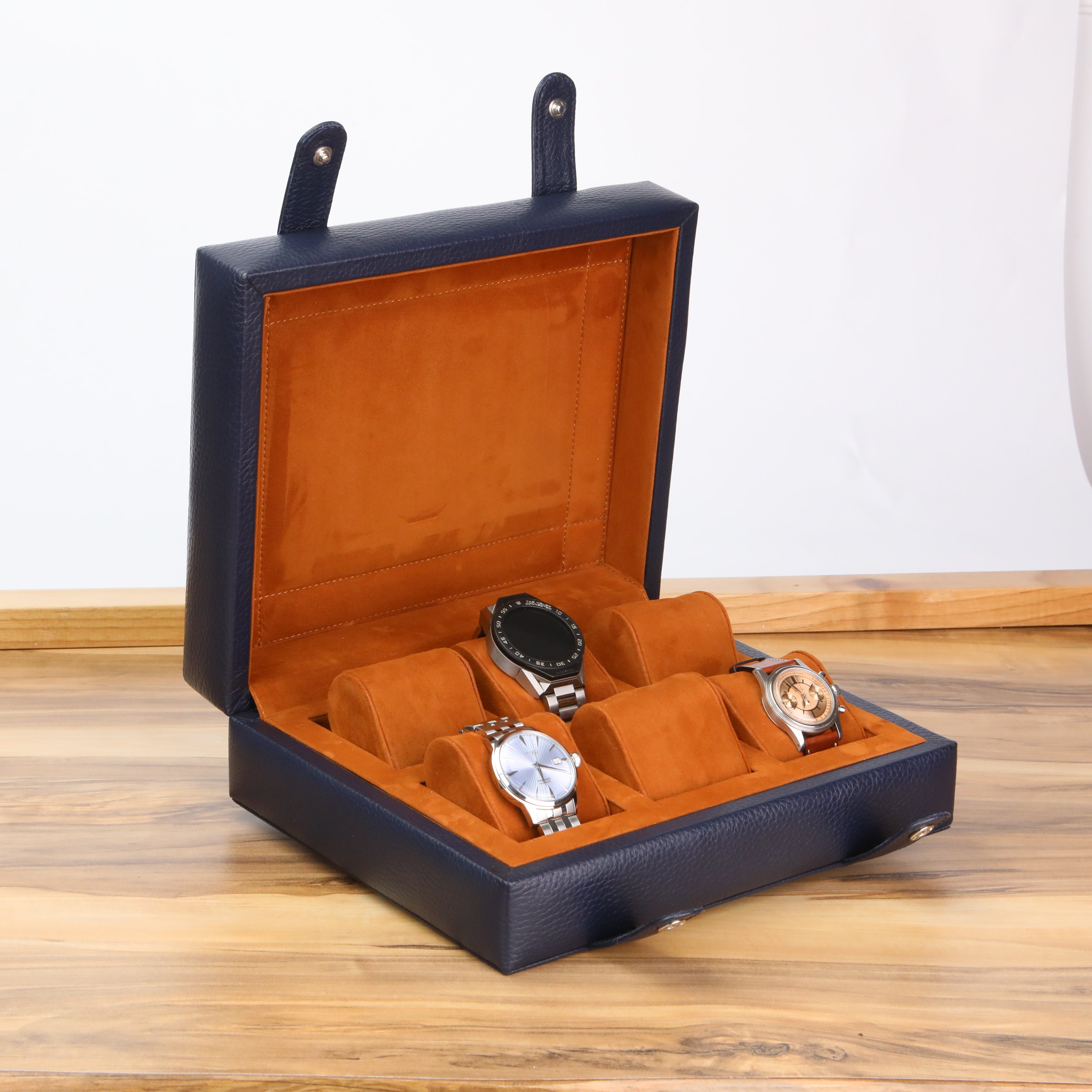 Leather Watch Box for 6 / D. Blue