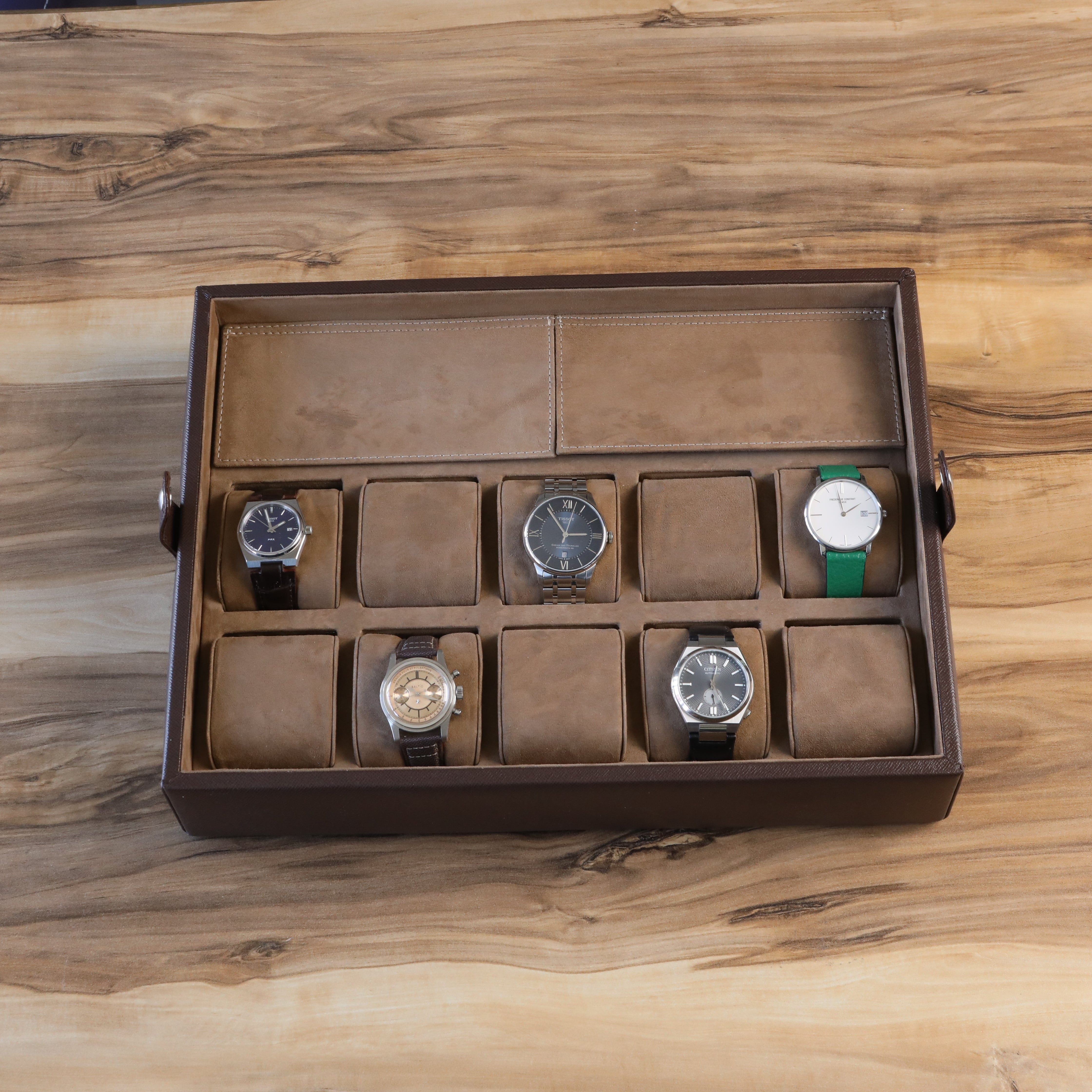 Leather Watch Box for 10 / Brown