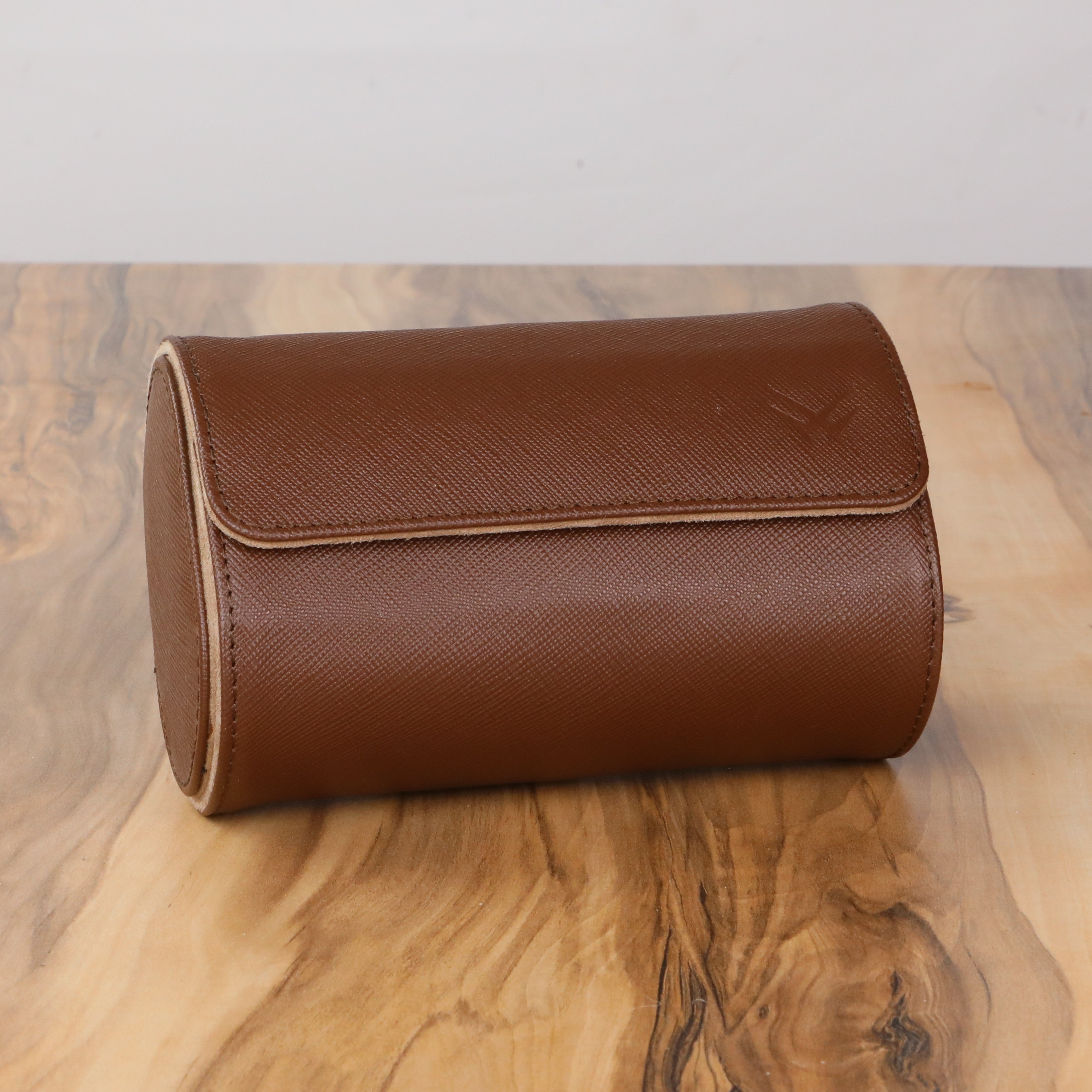 Lusse Leather Watch Roll for 2 - Brown