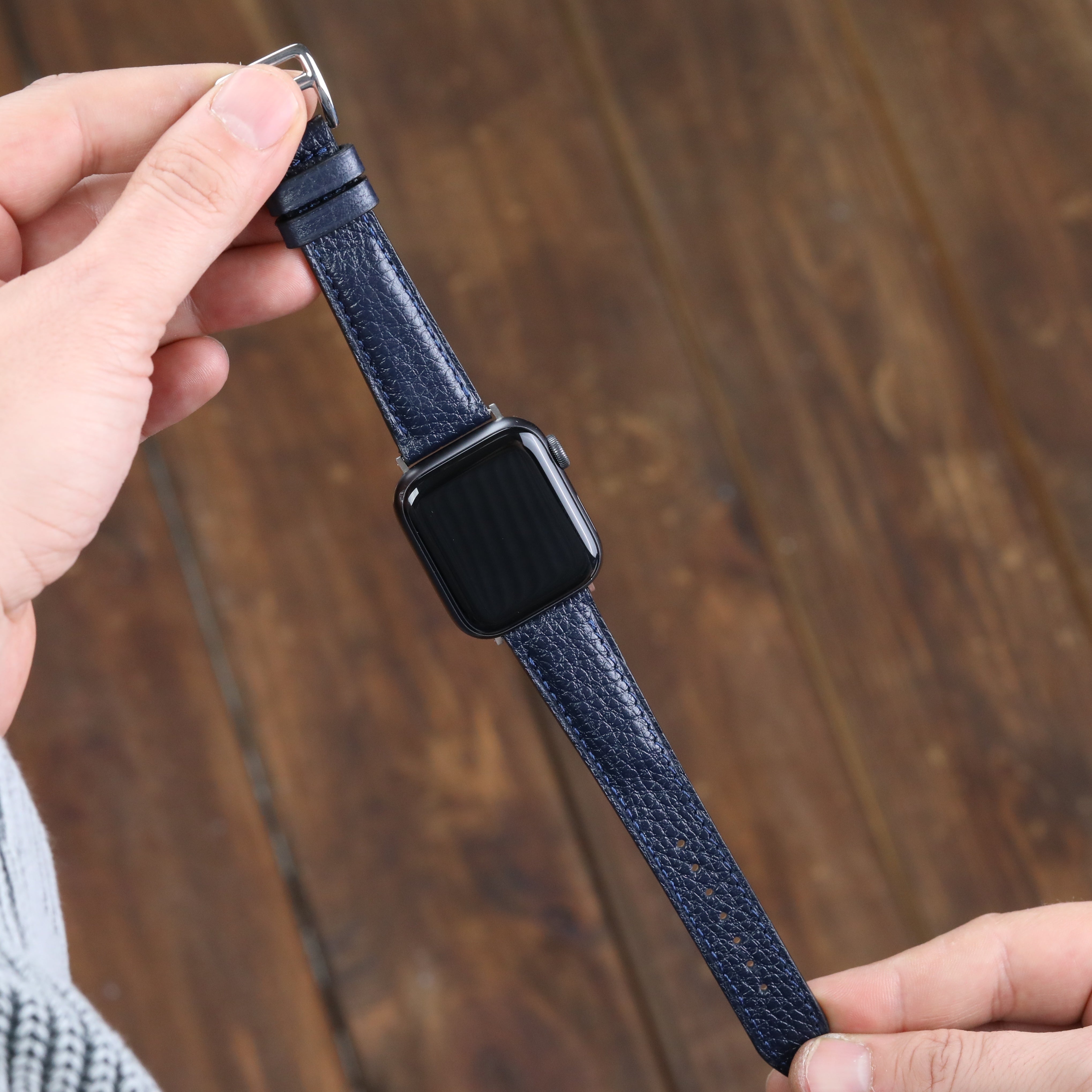 Apple Watch Compatible Leather Strap - D. Blue