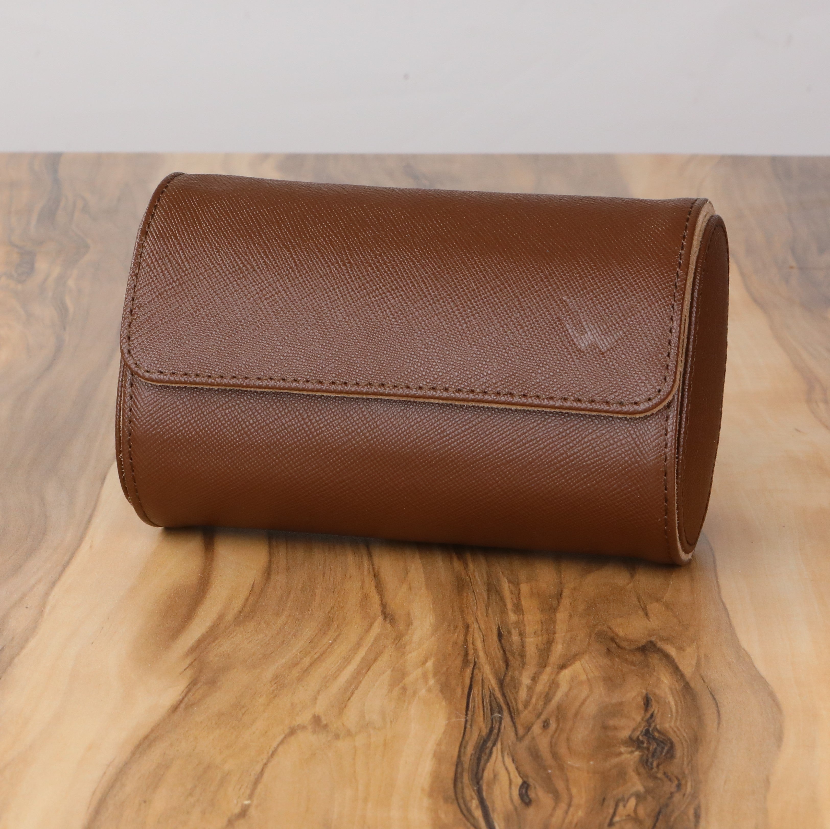 Lusse Leather Watch Roll for 2 - Brown