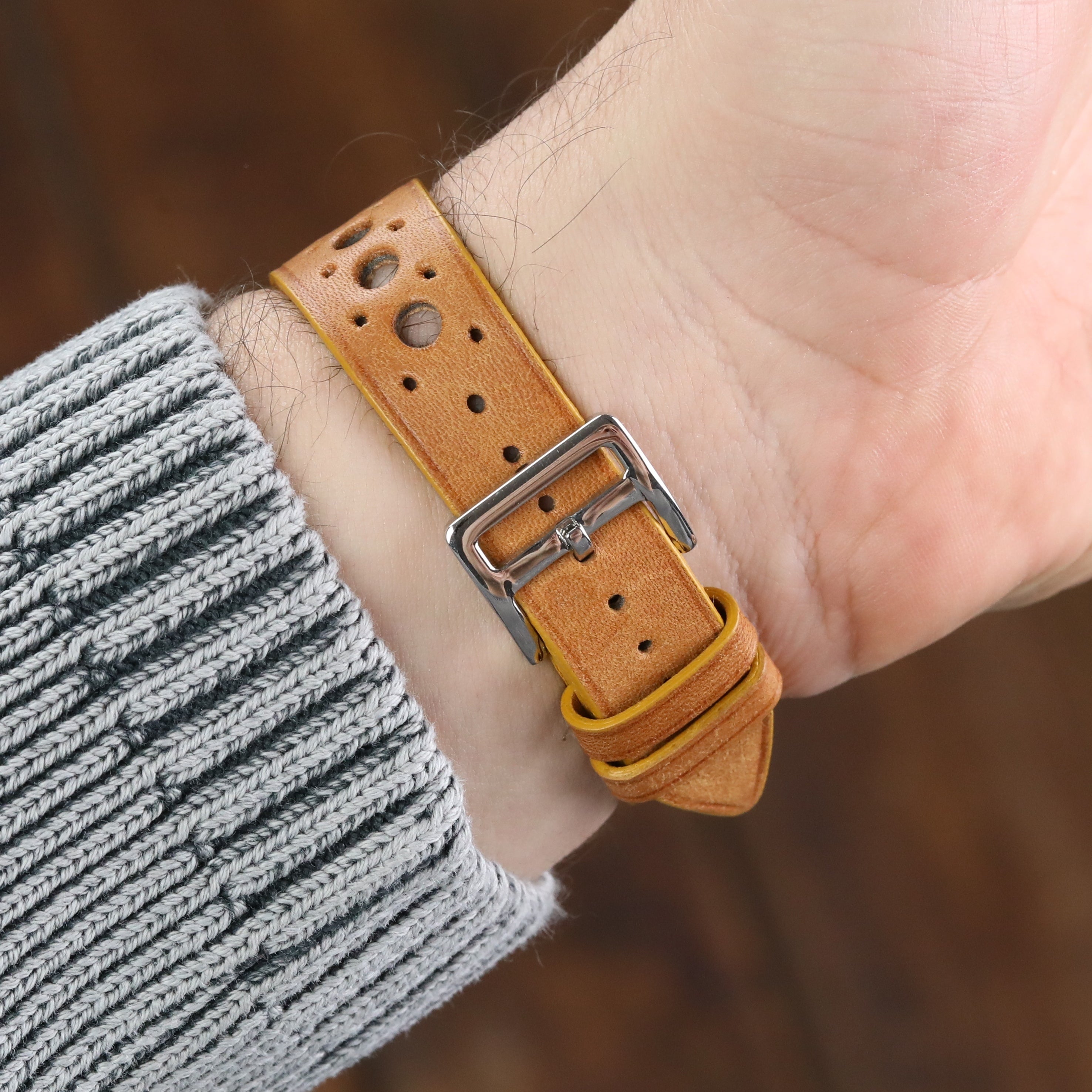 Apple Watch Compatible Leather Strap - Tan