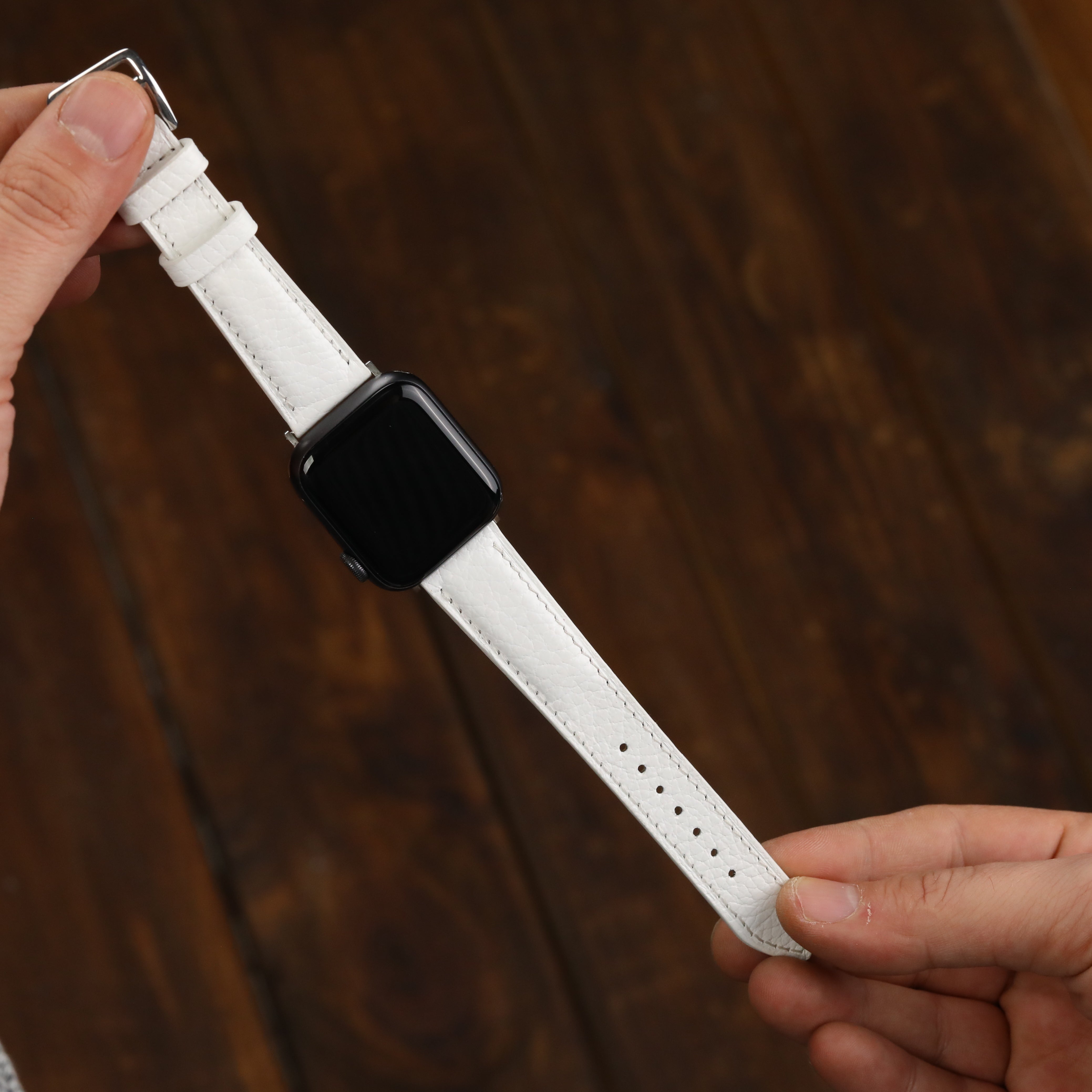 Apple Watch Compatible Leather Strap - White