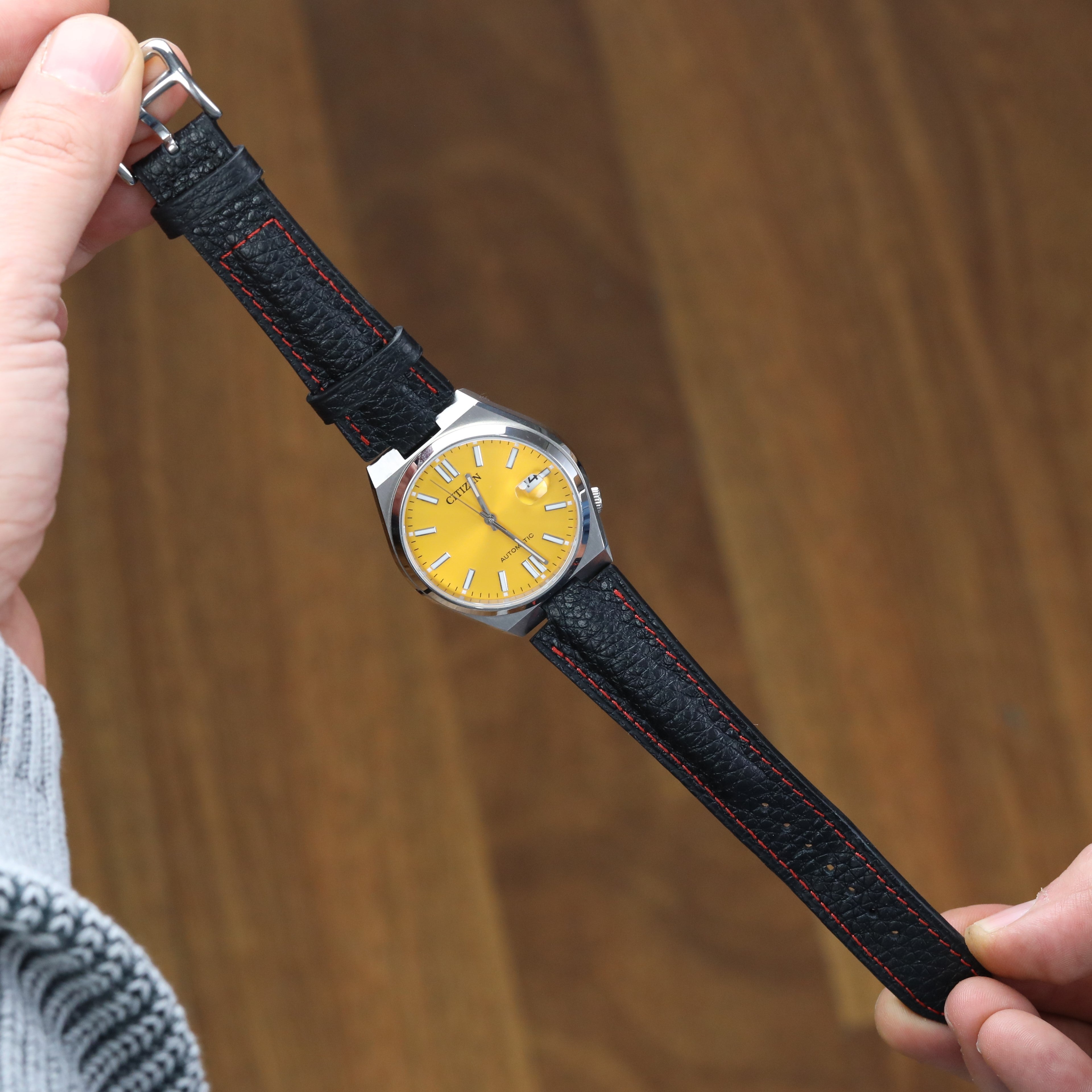 Tsuyosa Leather Watch Watch Strap - Black