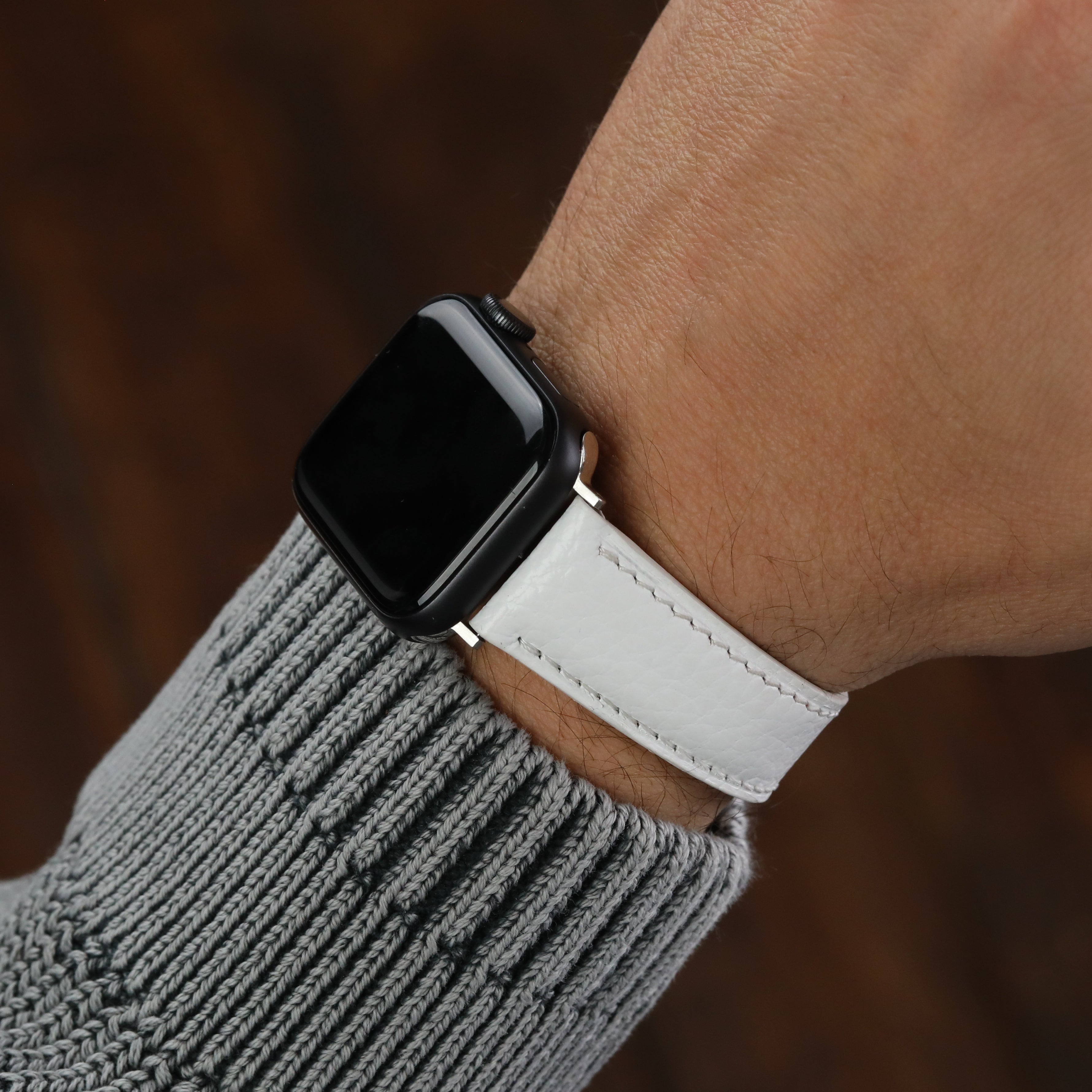 Apple Watch Compatible Leather Strap - White