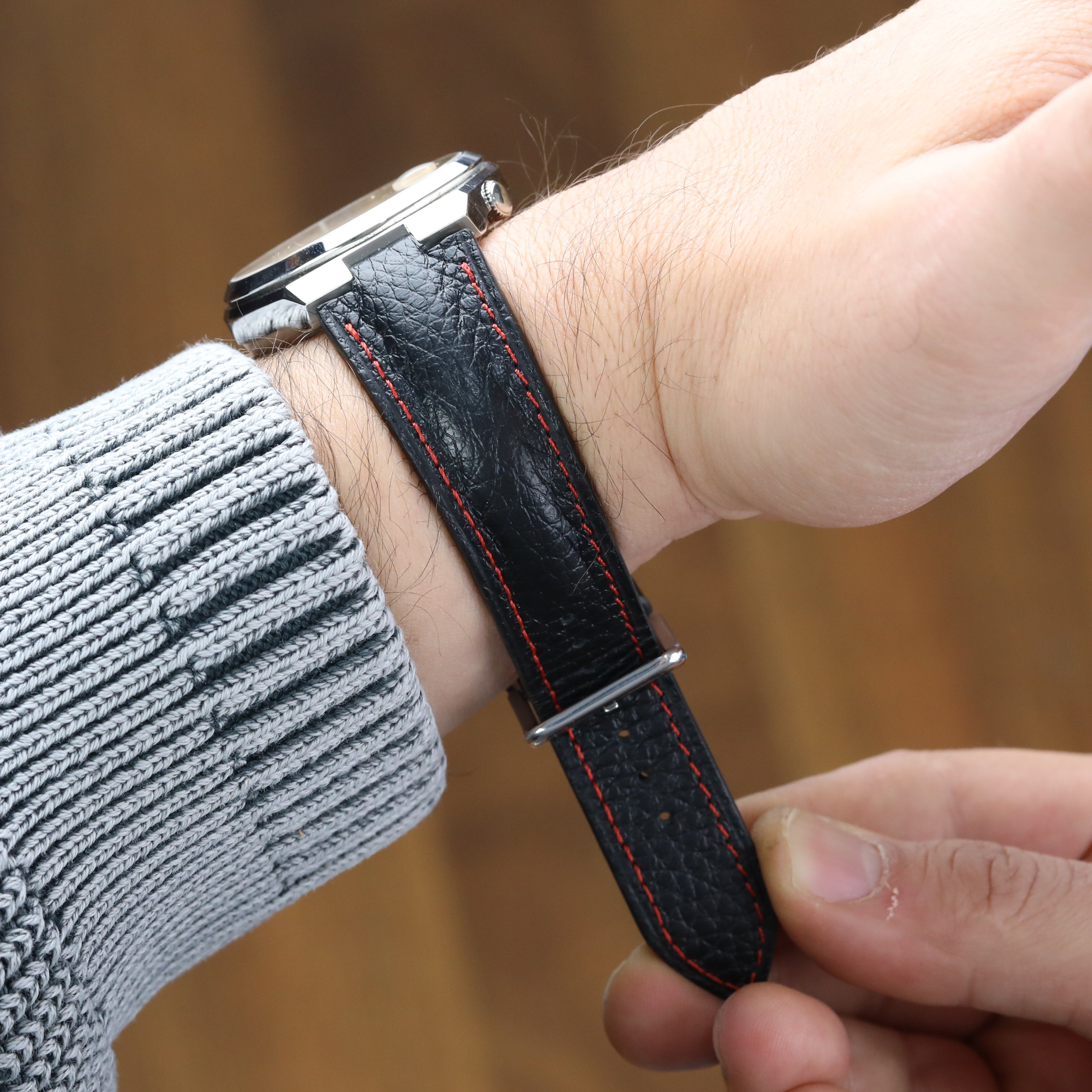 Tsuyosa Leather Watch Watch Strap - Black
