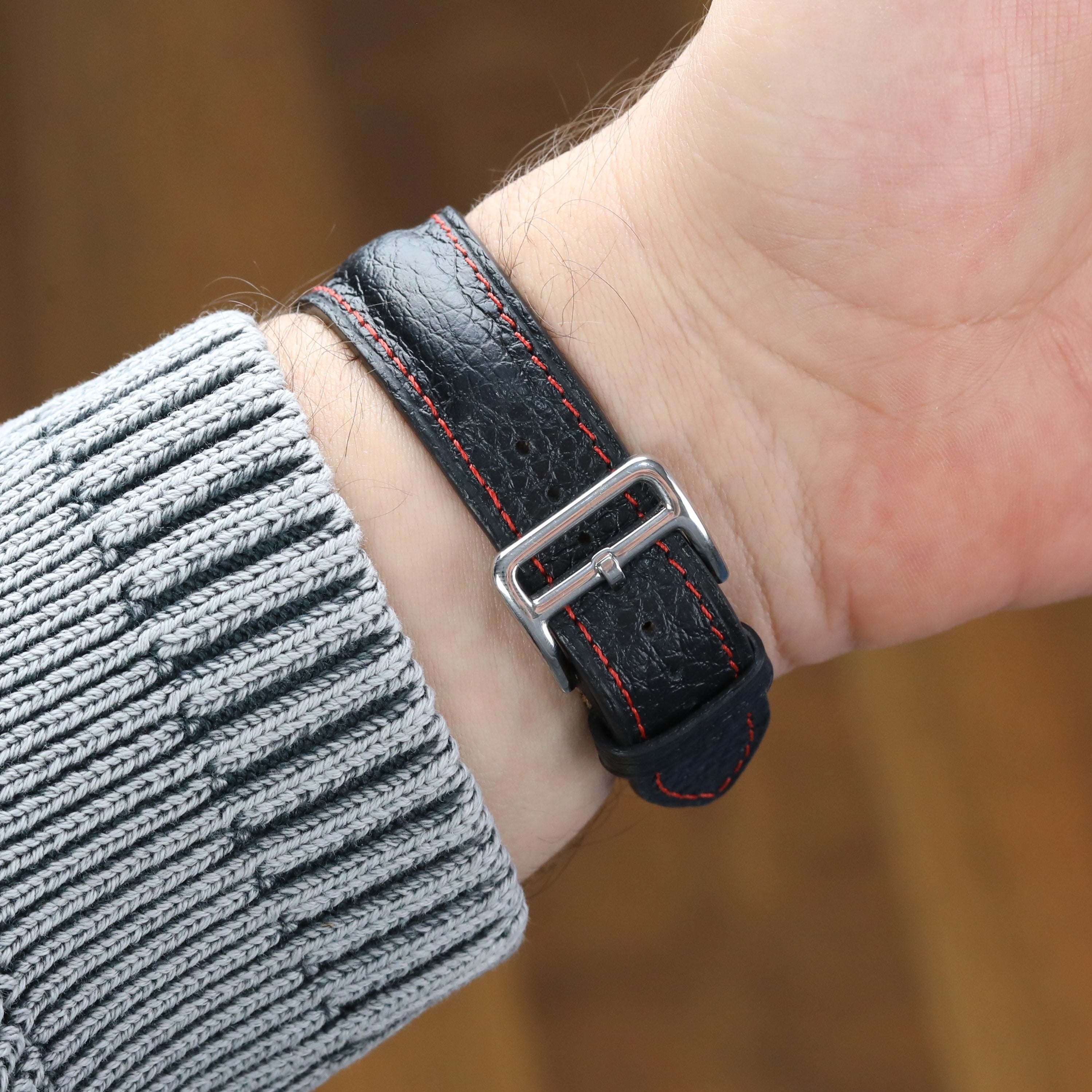 Tsuyosa Leather Watch Watch Strap - Black