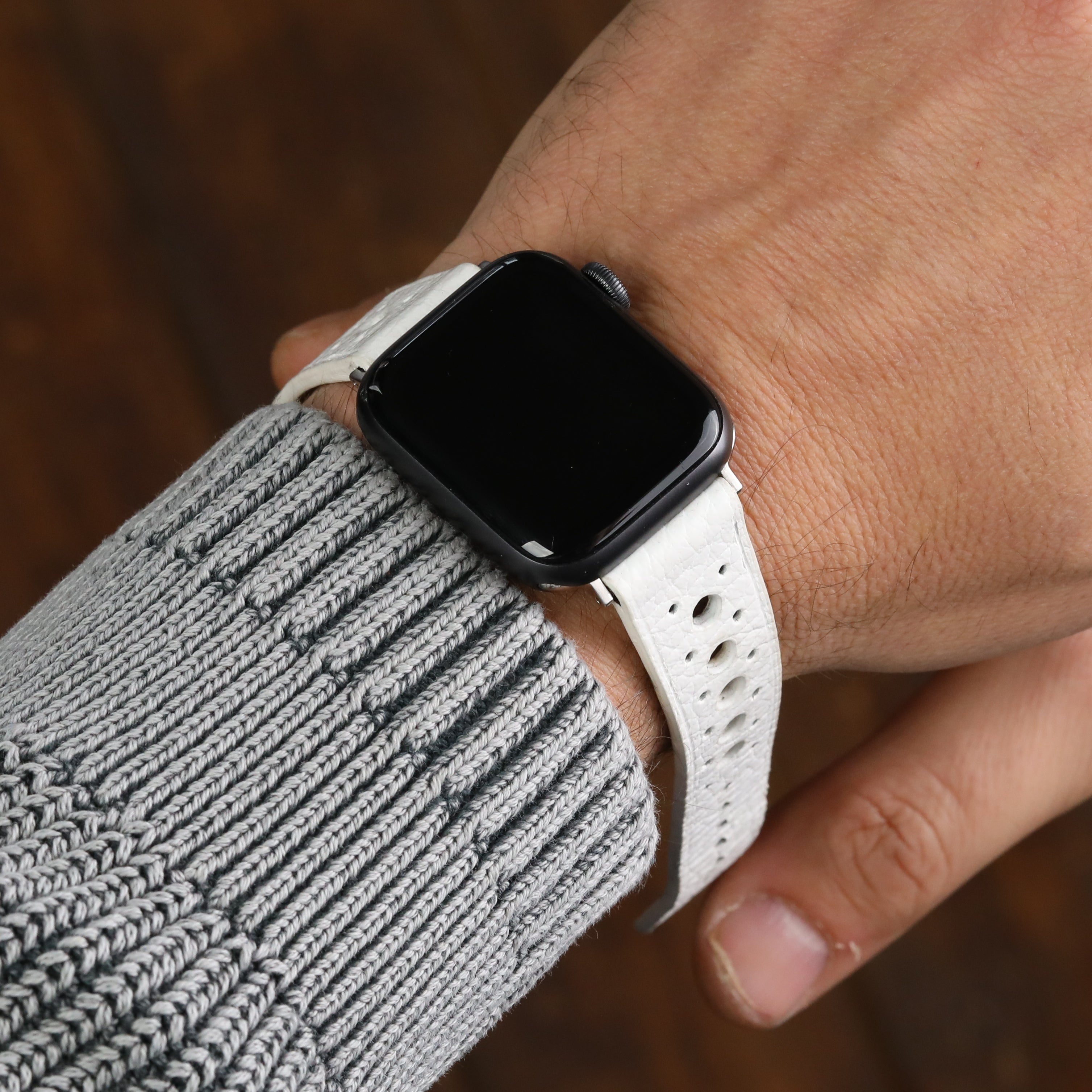 Apple Watch Compatible Leather Strap - White