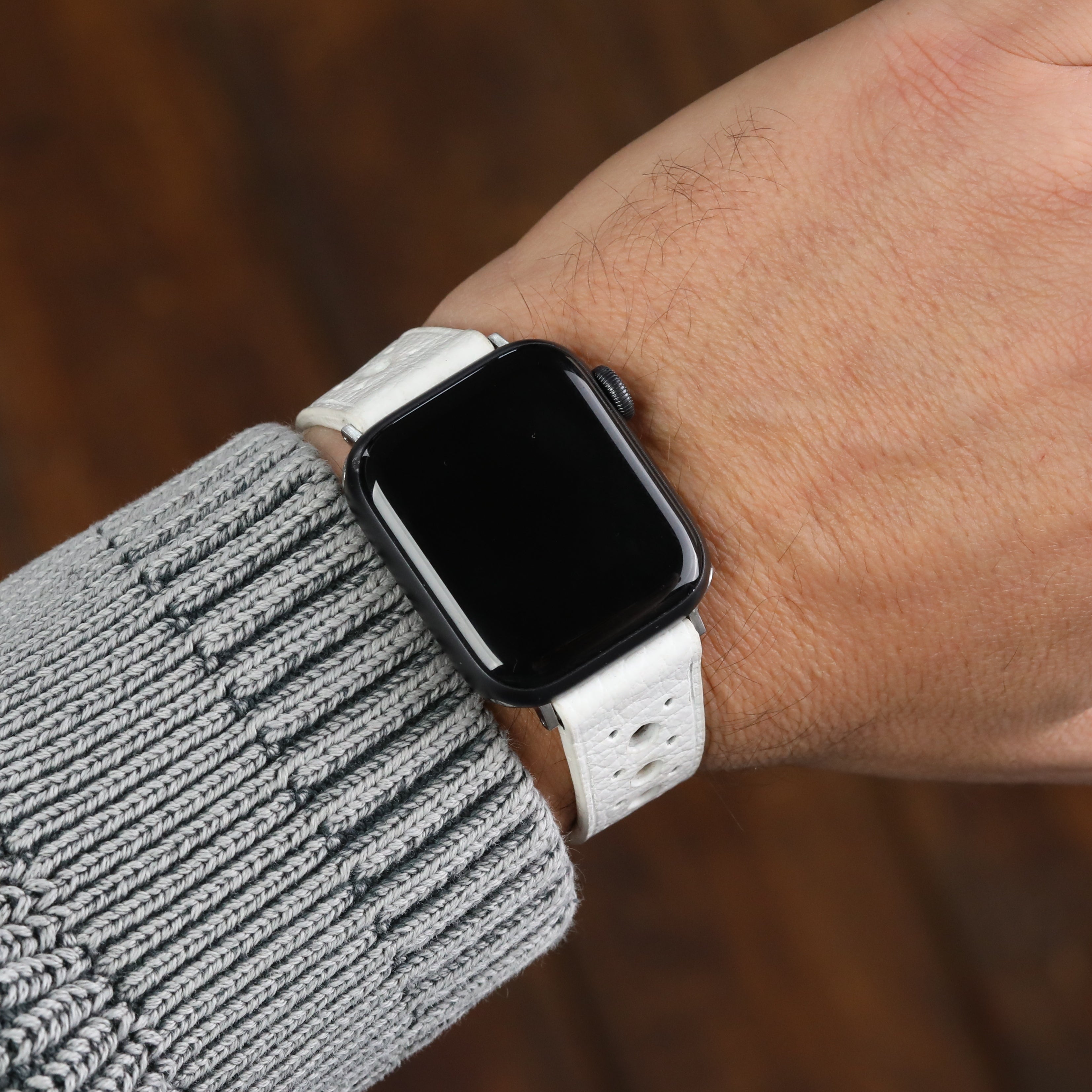 Apple Watch Compatible Leather Strap - White