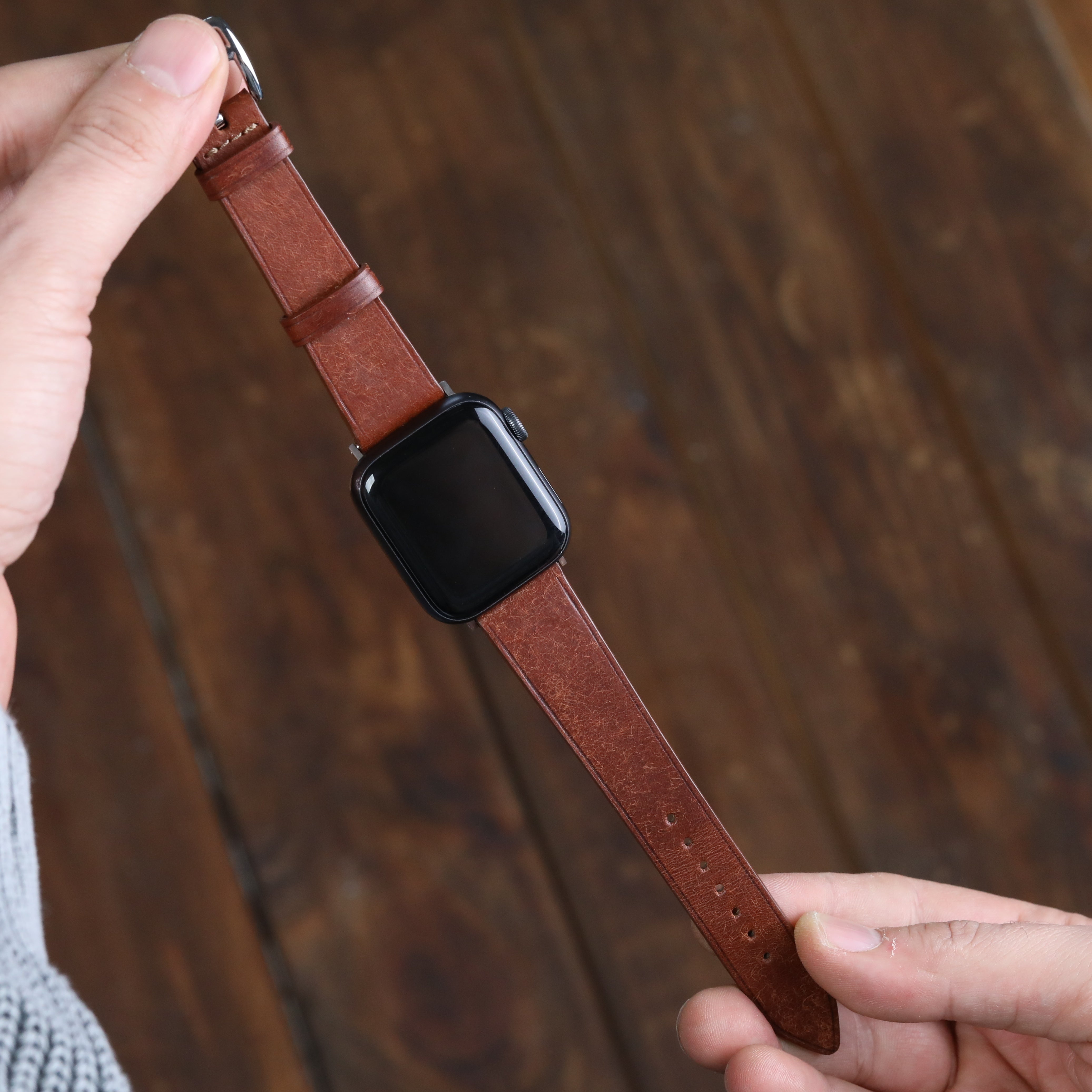 Apple Watch Compatible Leather Strap - Brown