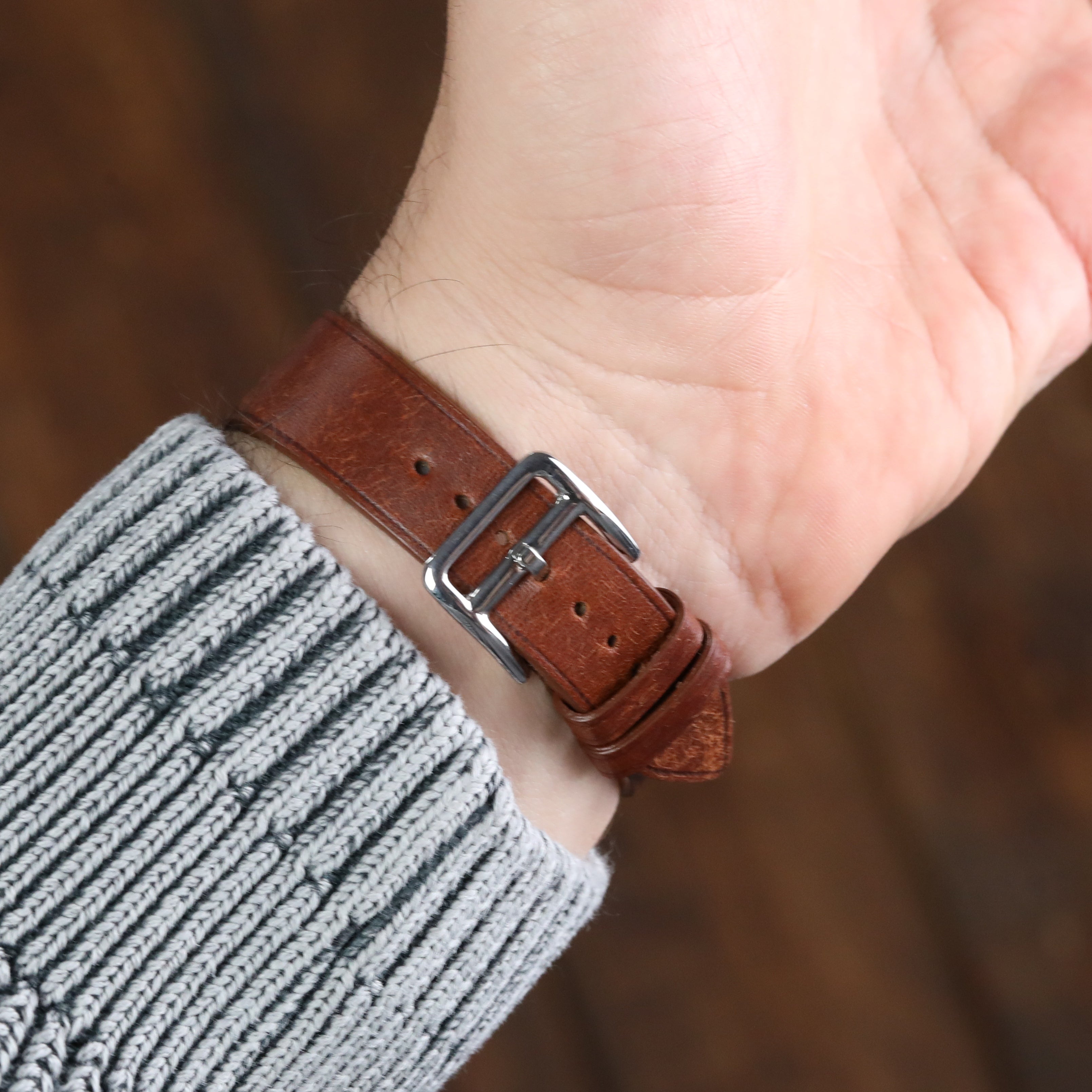 Apple Watch Compatible Leather Strap - Brown