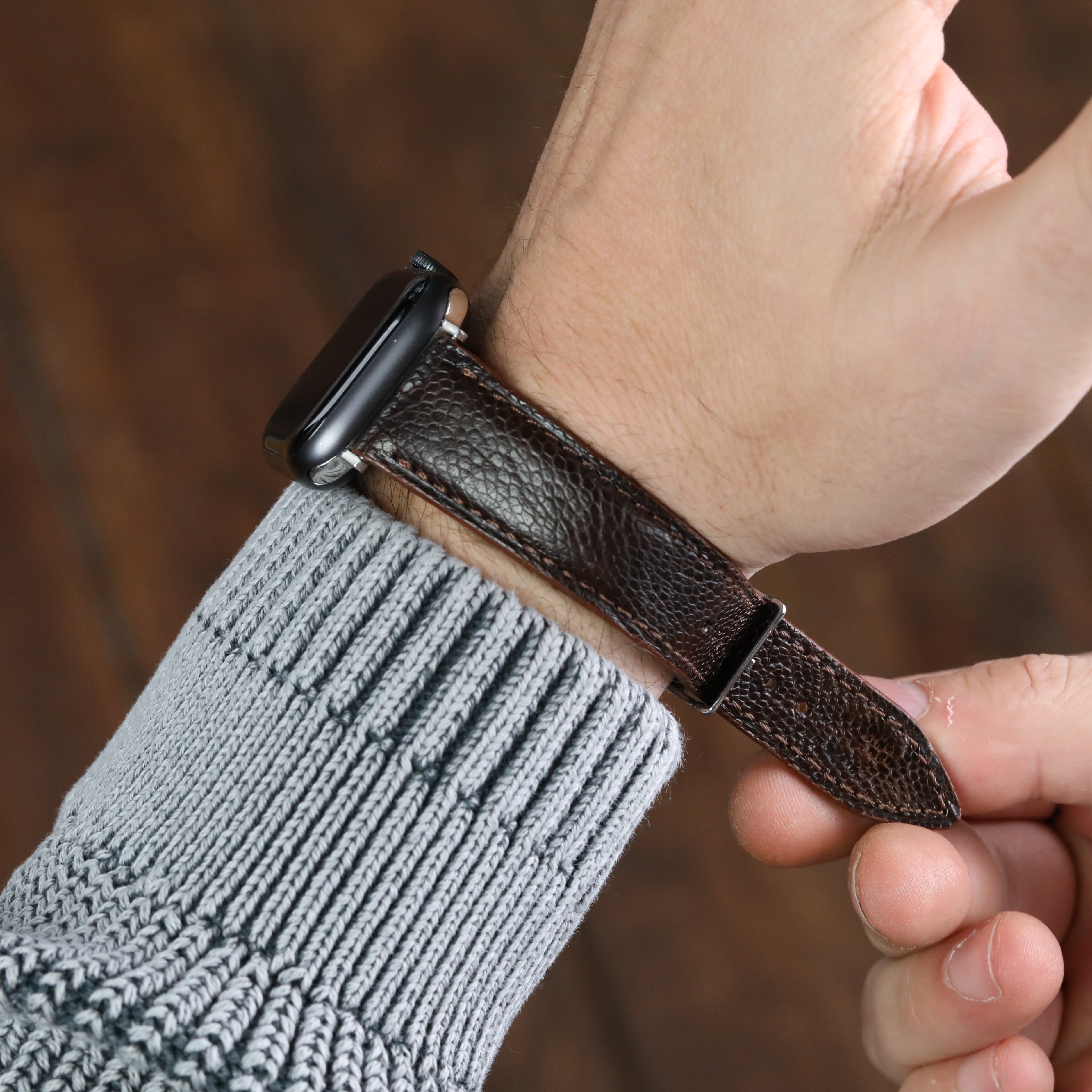 Apple Watch Compatible Leather Strap - Brown