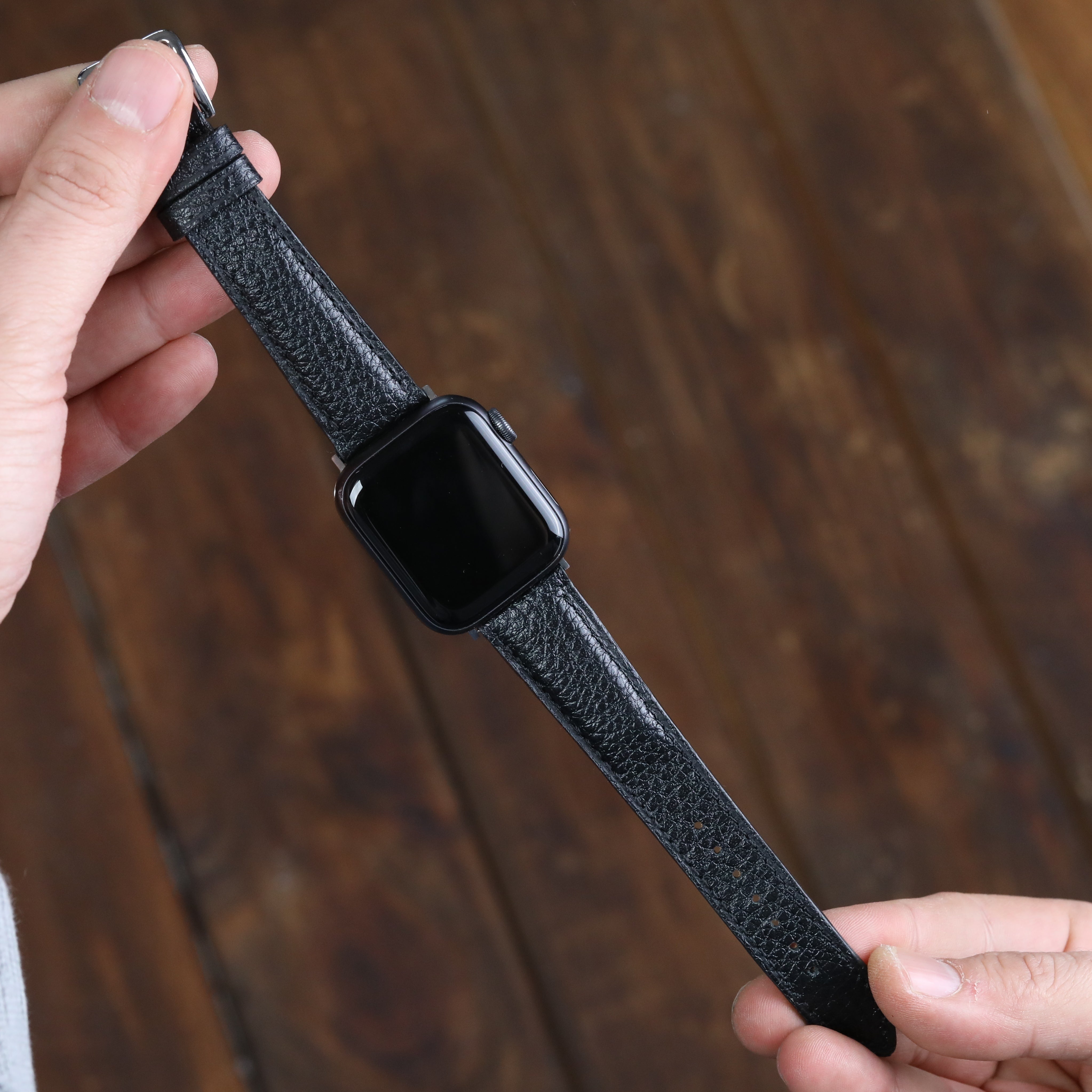 Apple Watch Compatible Leather Strap - Black