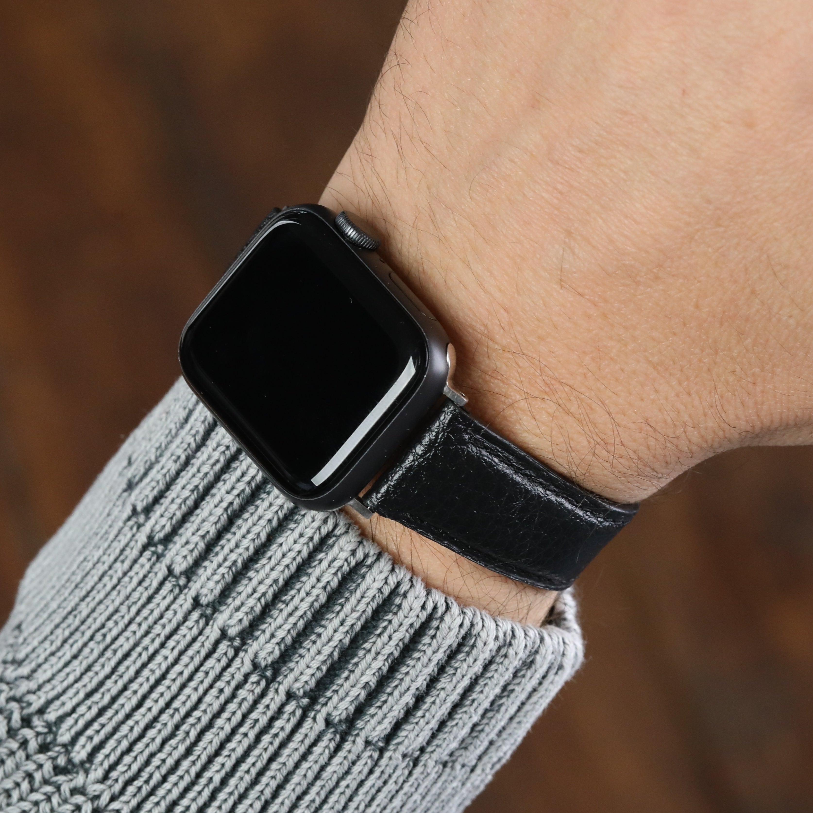 Apple Watch Compatible Leather Strap - Black