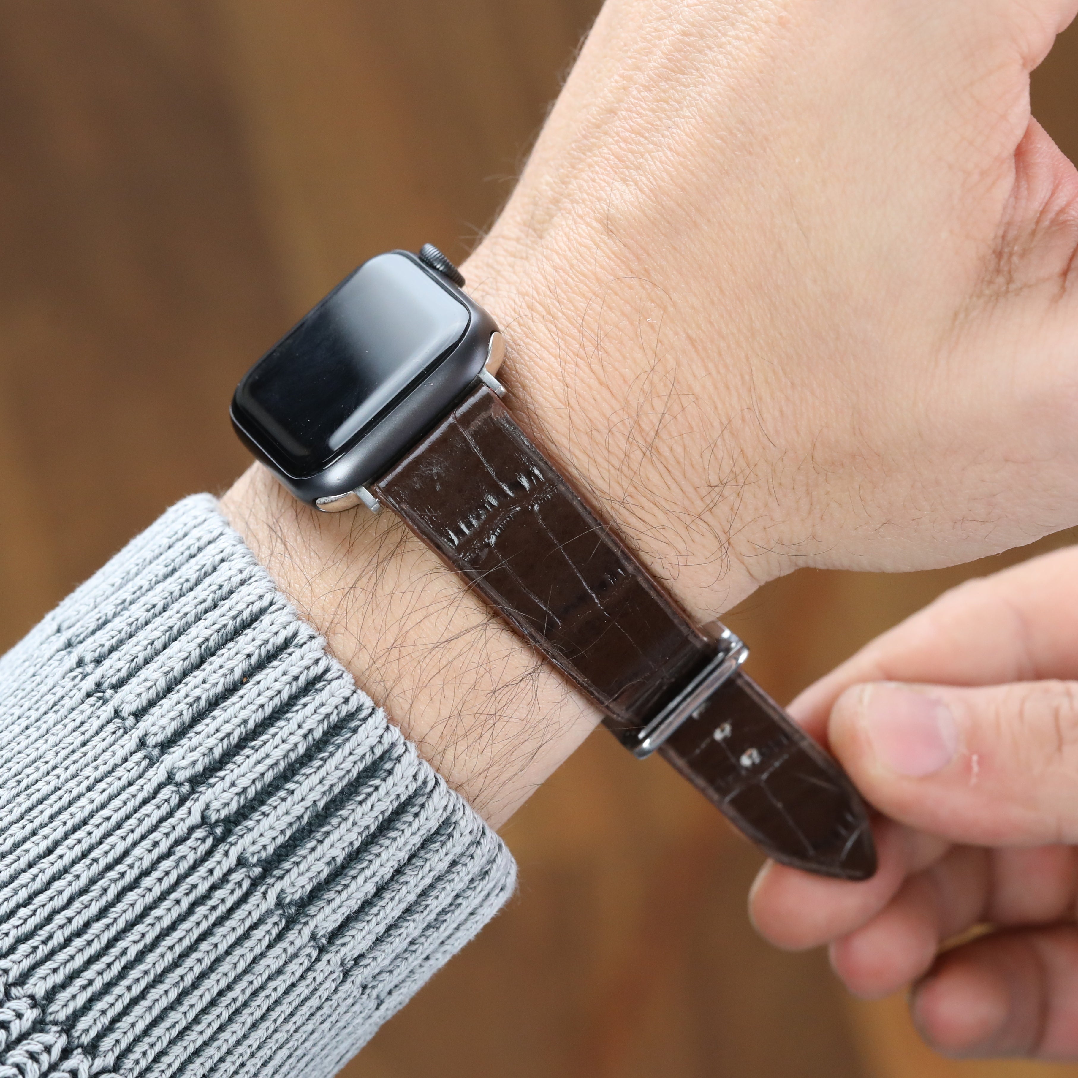 Apple Watch Compatible Leather Strap - Brown