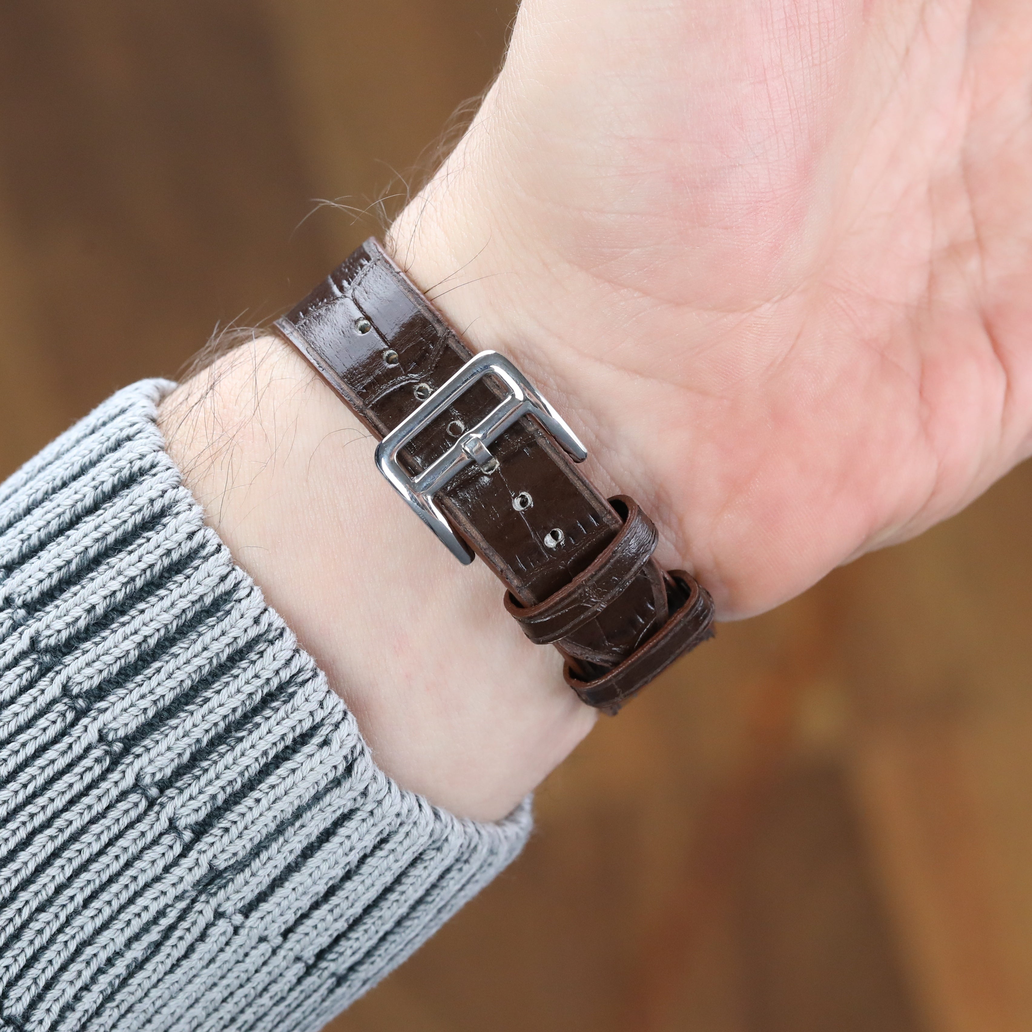 Apple Watch Compatible Leather Strap - Brown