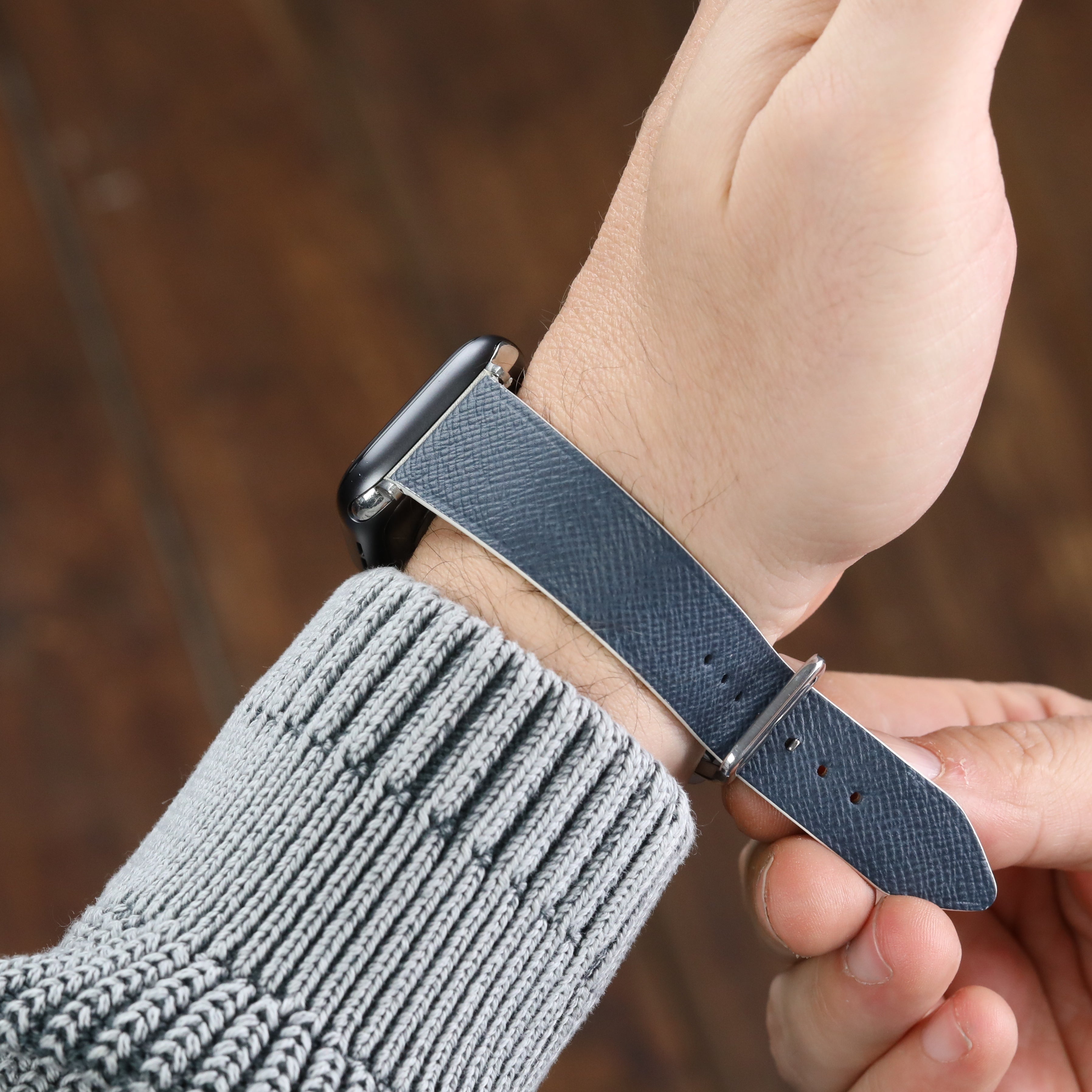 Apple Watch Compatible Leather Strap - D. Blue