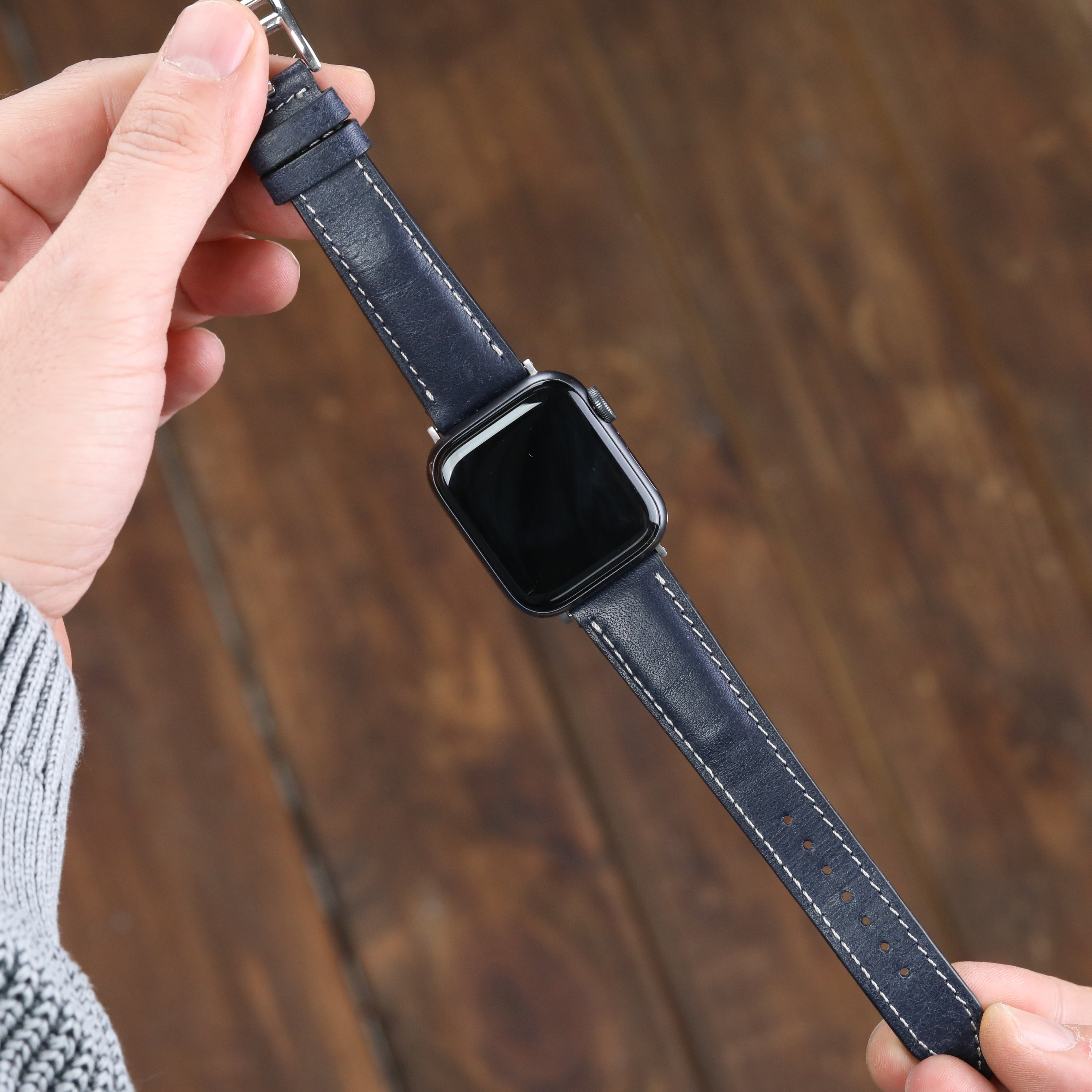 Apple Watch Compatible Leather Strap - D. Blue