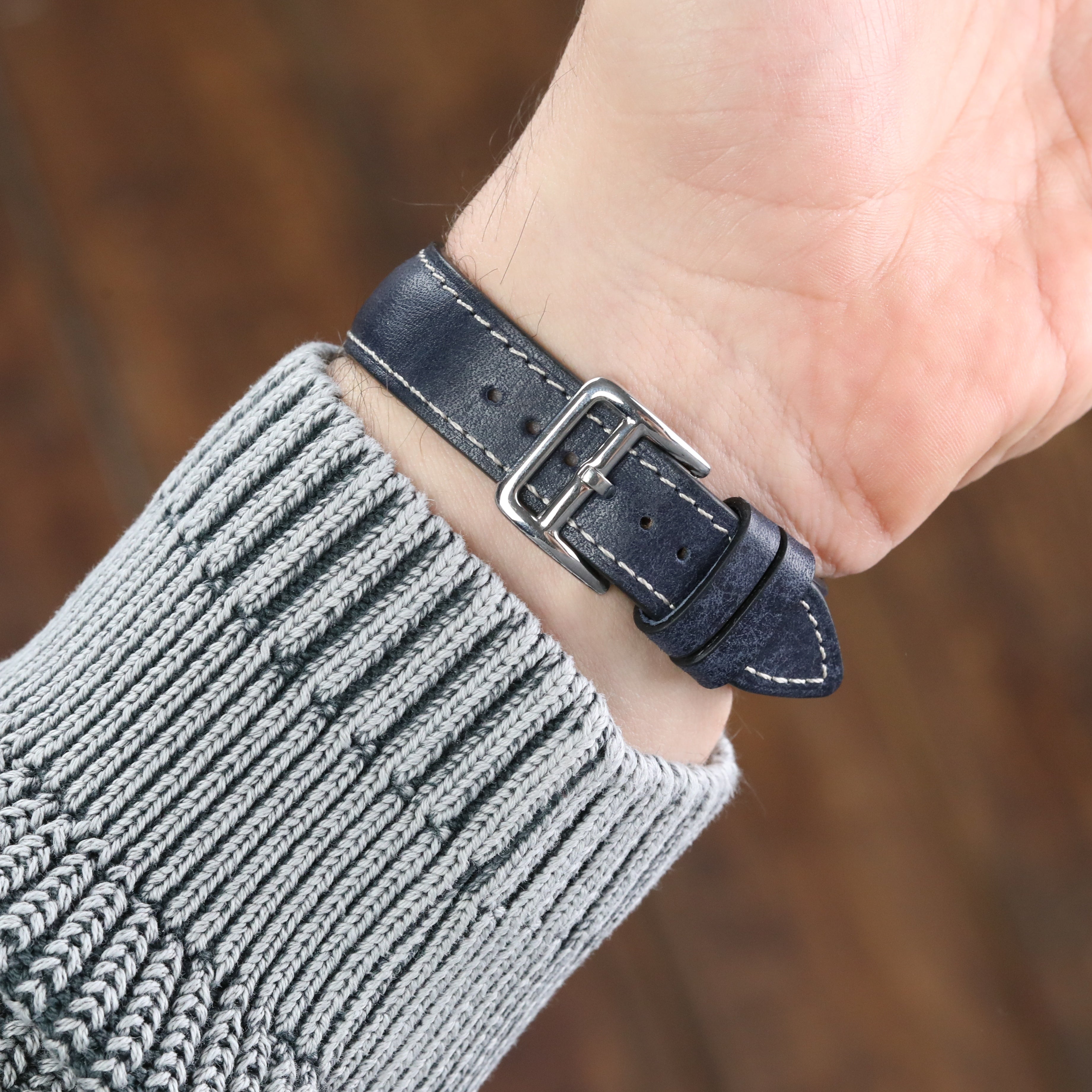 Apple Watch Compatible Leather Strap - D. Blue