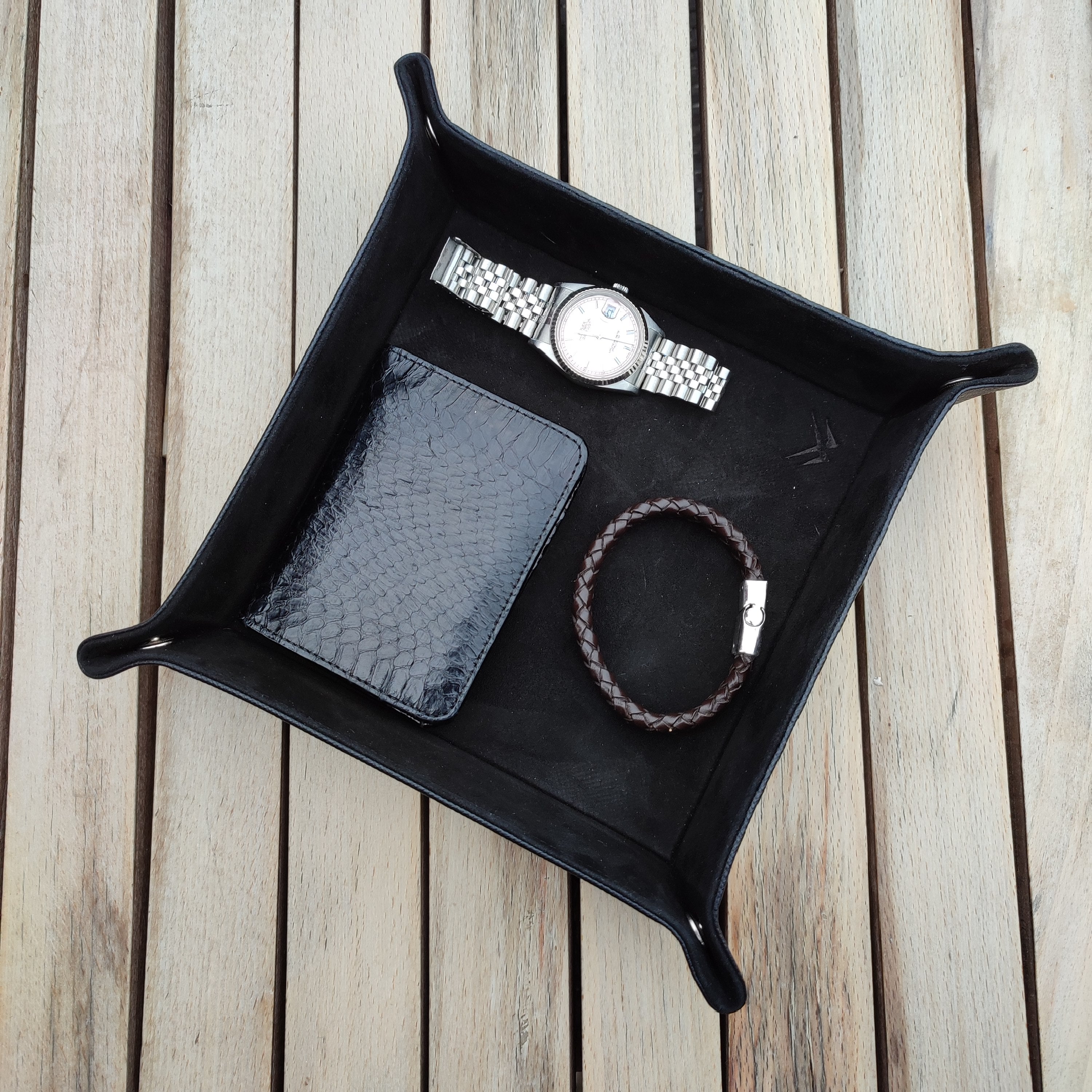 Octavia Leather Vallet Organizer - Black