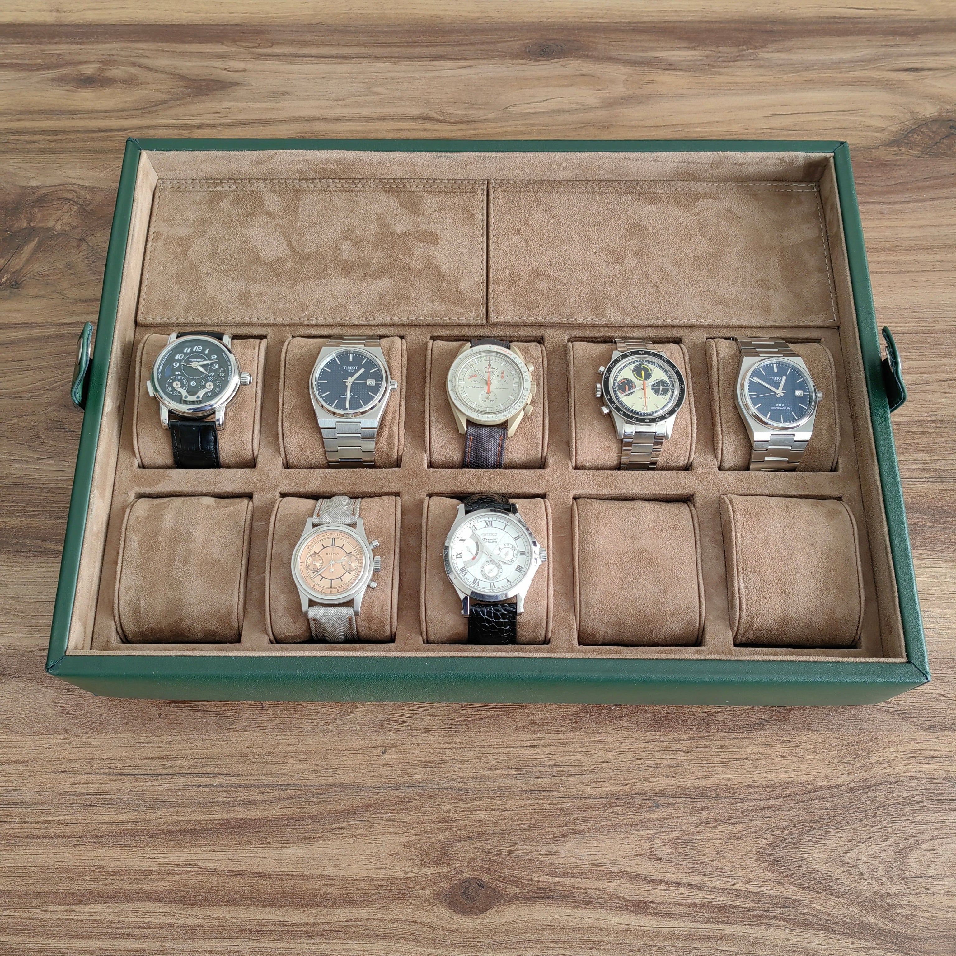 Leather Watch Box for 10 / Green