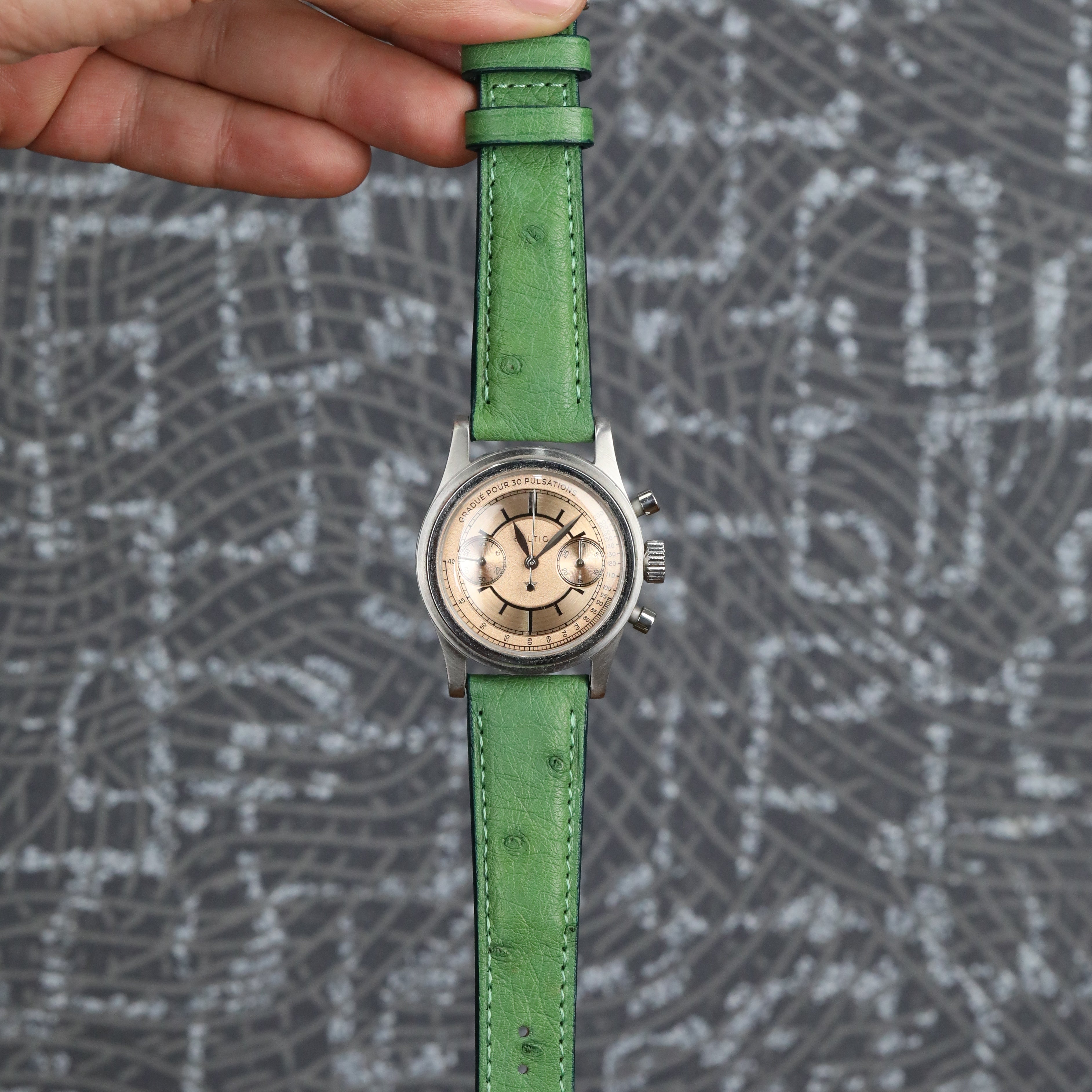 Ostrich Leather Strap - Green