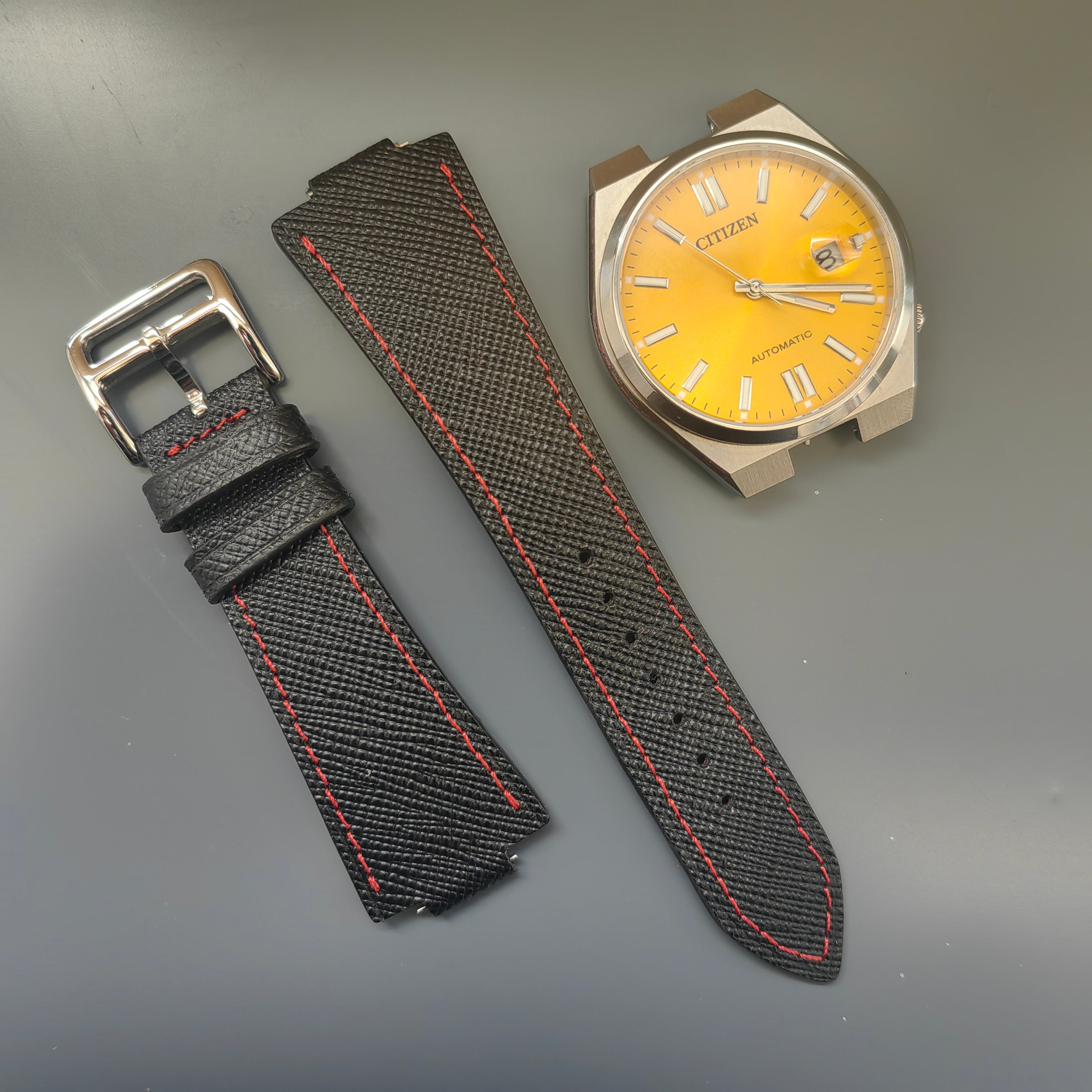 Tsuyosa Leather Watch Strap - Black