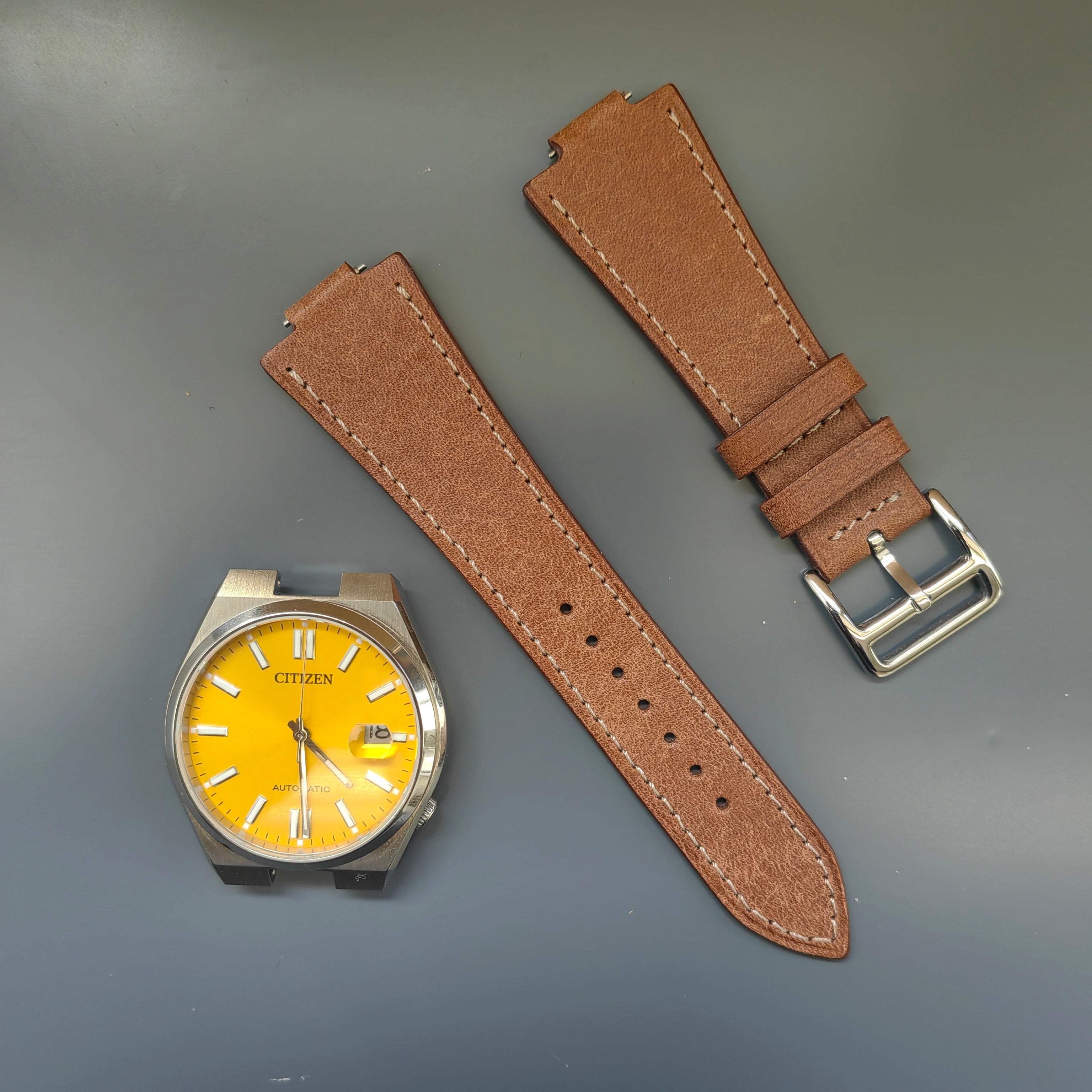 Tsuyosa Leather Watch Strap - L. Brown