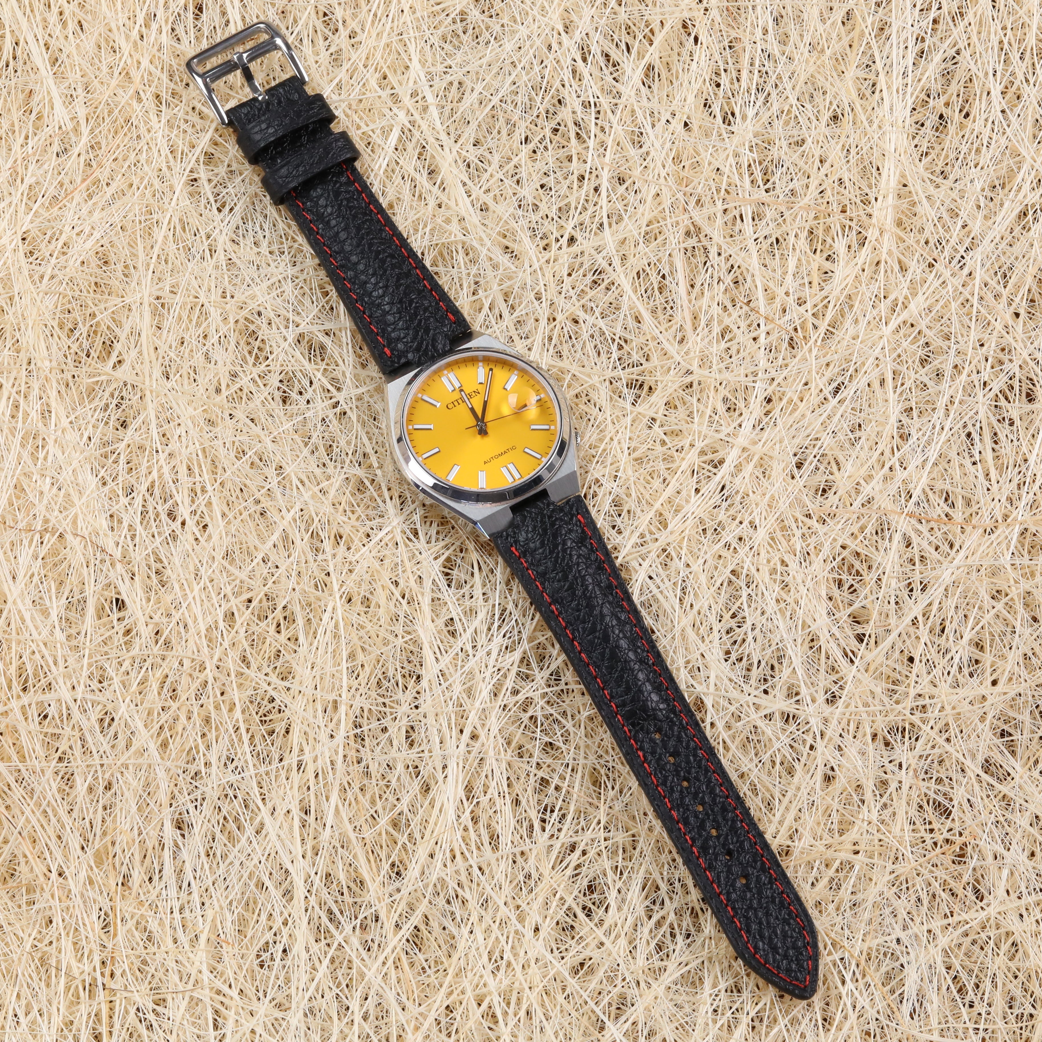 Tsuyosa Leather Watch Watch Strap - Black
