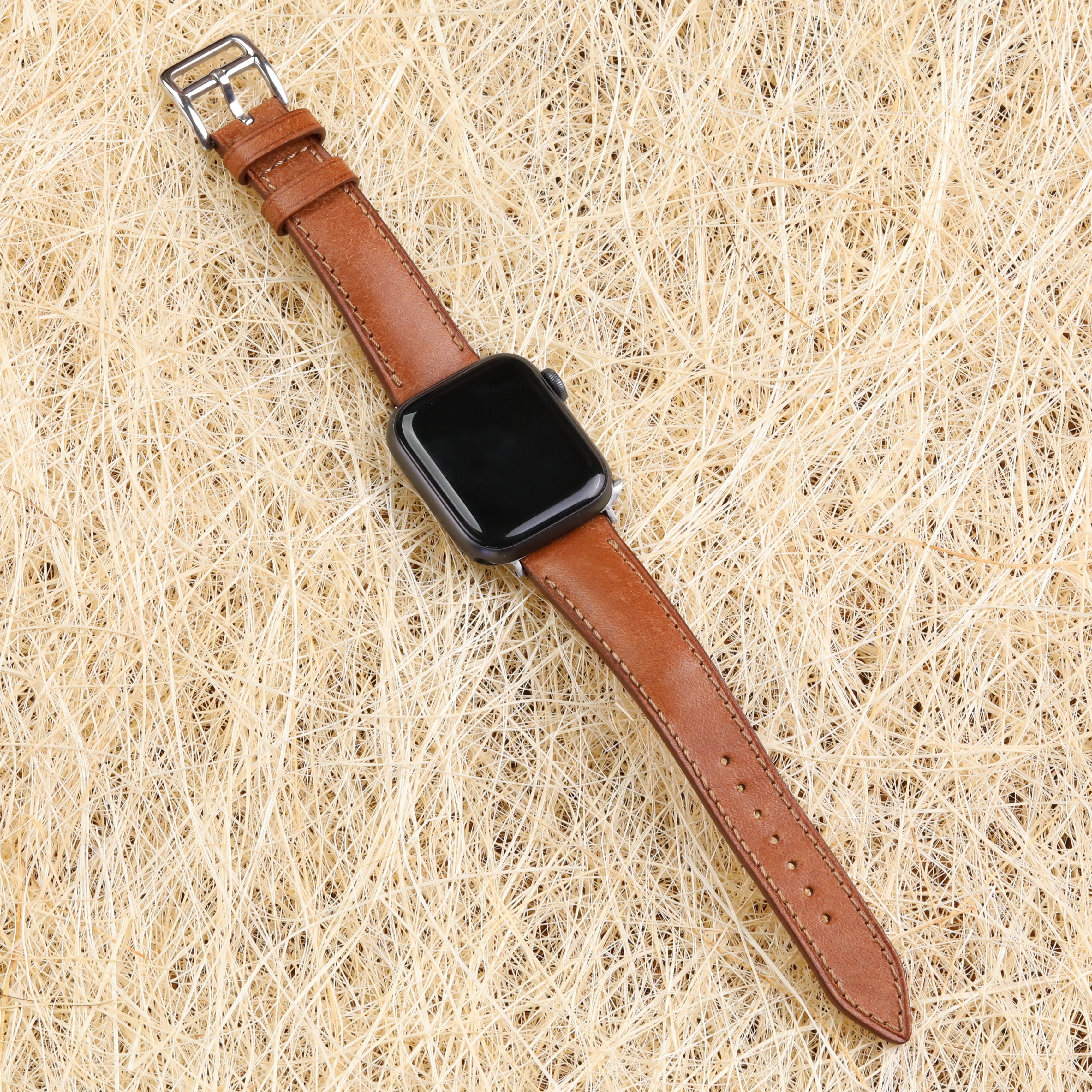 Apple Watch Compatible Leather Strap - L. Brown