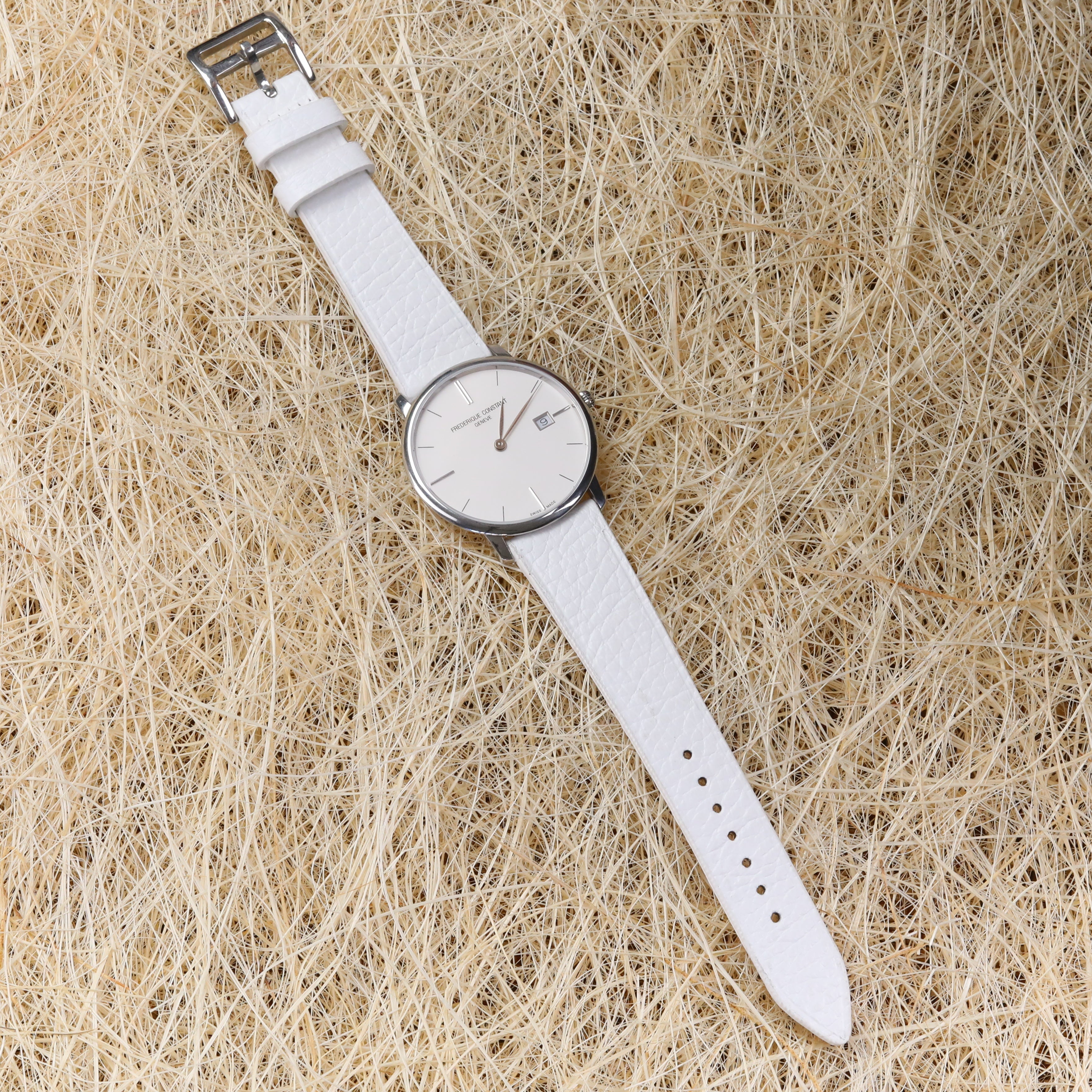 Embossed Leather Strap - White