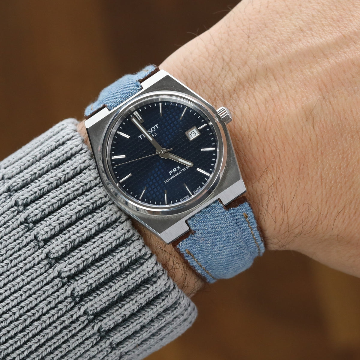 Prx Leather Watch Strap - Denim