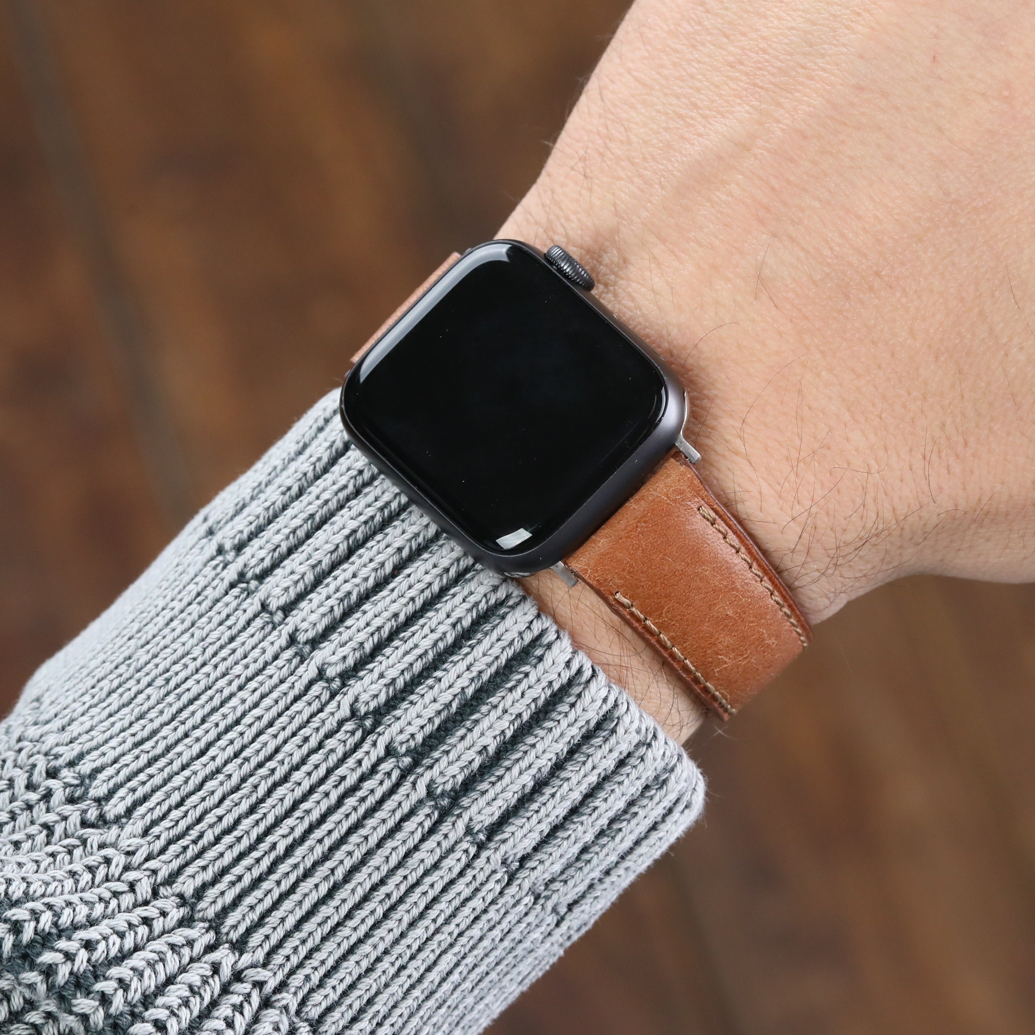 Apple Watch Compatible Leather Strap - L. Brown