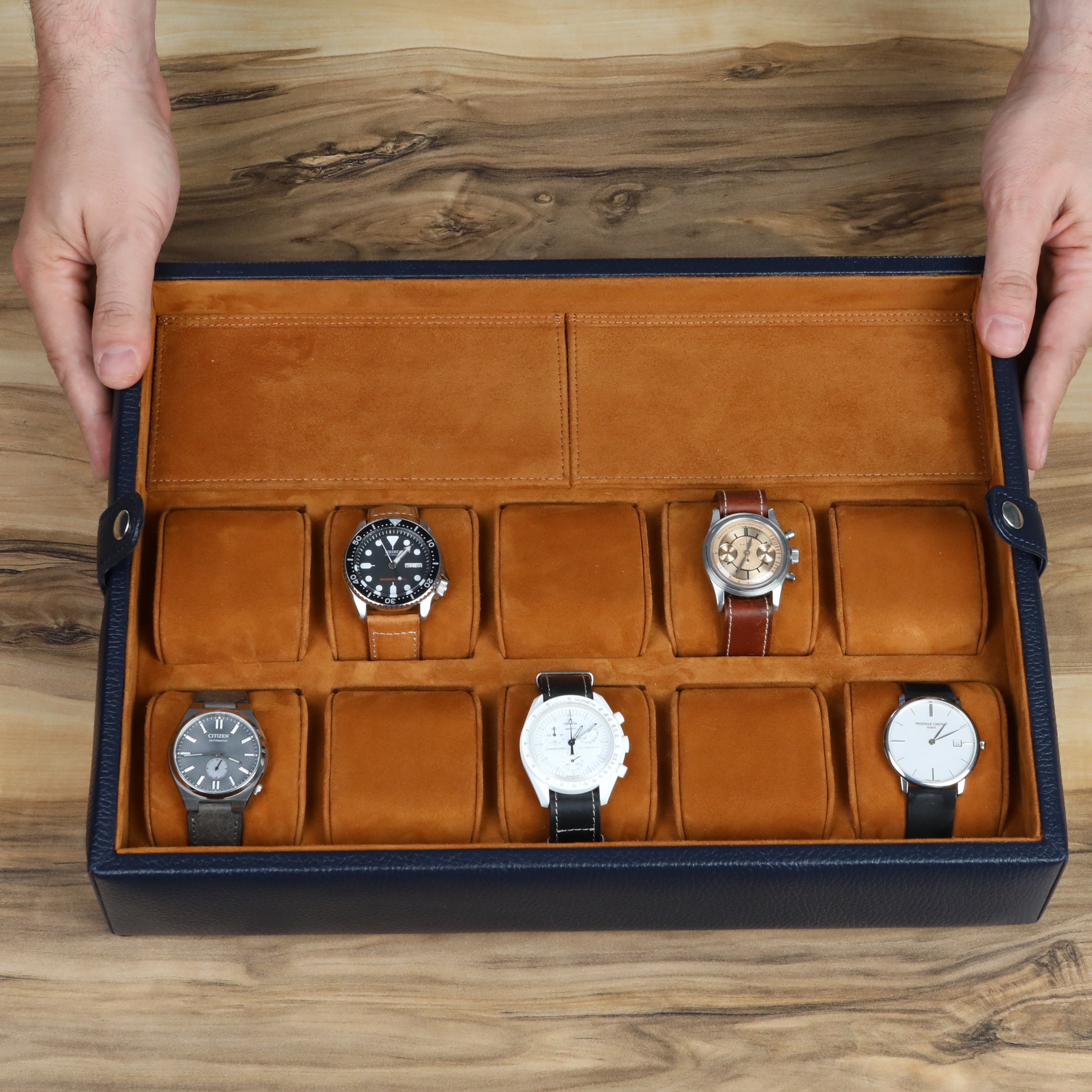 Leather Watch Box for 10 / D. Blue