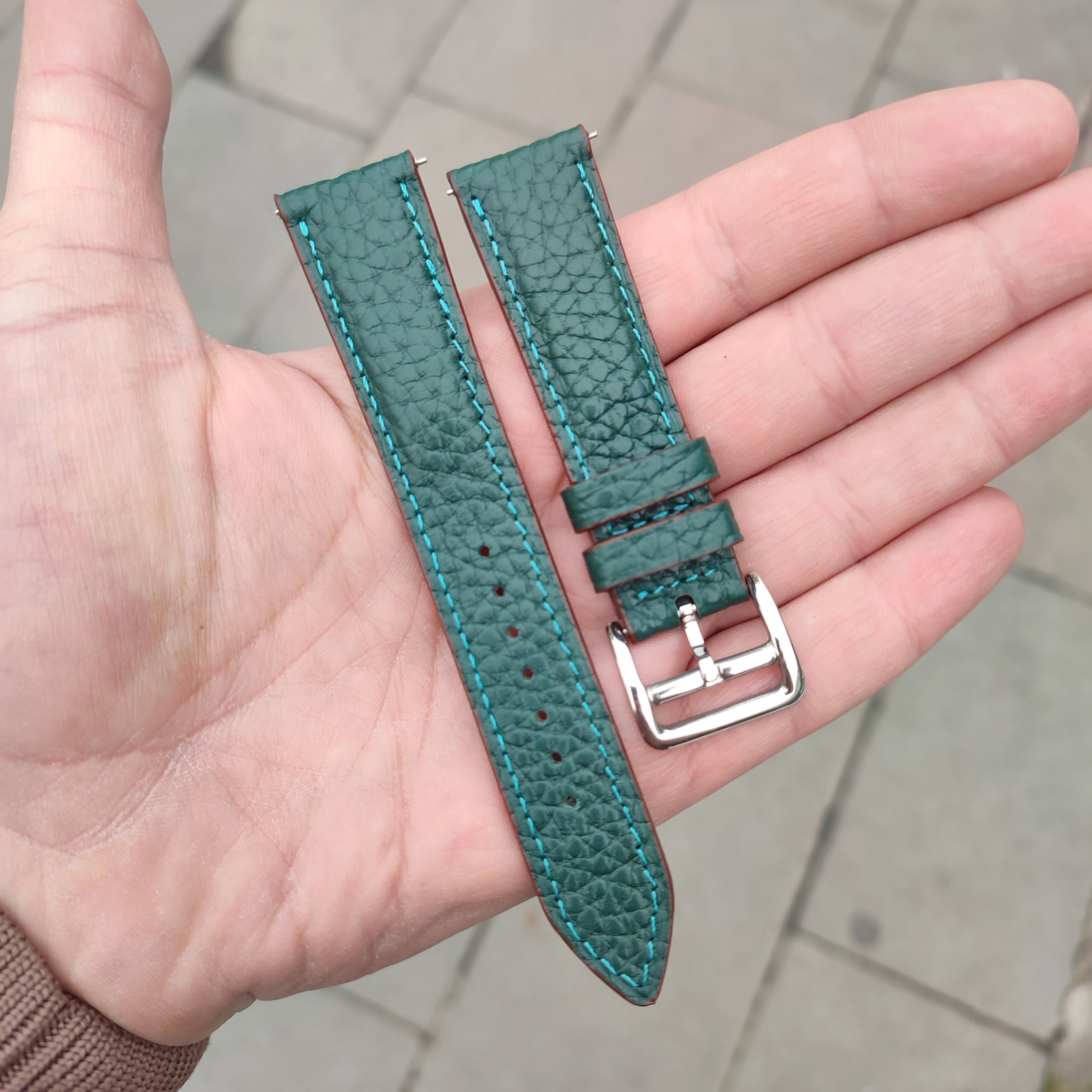 Embossed Leather Strap - Green