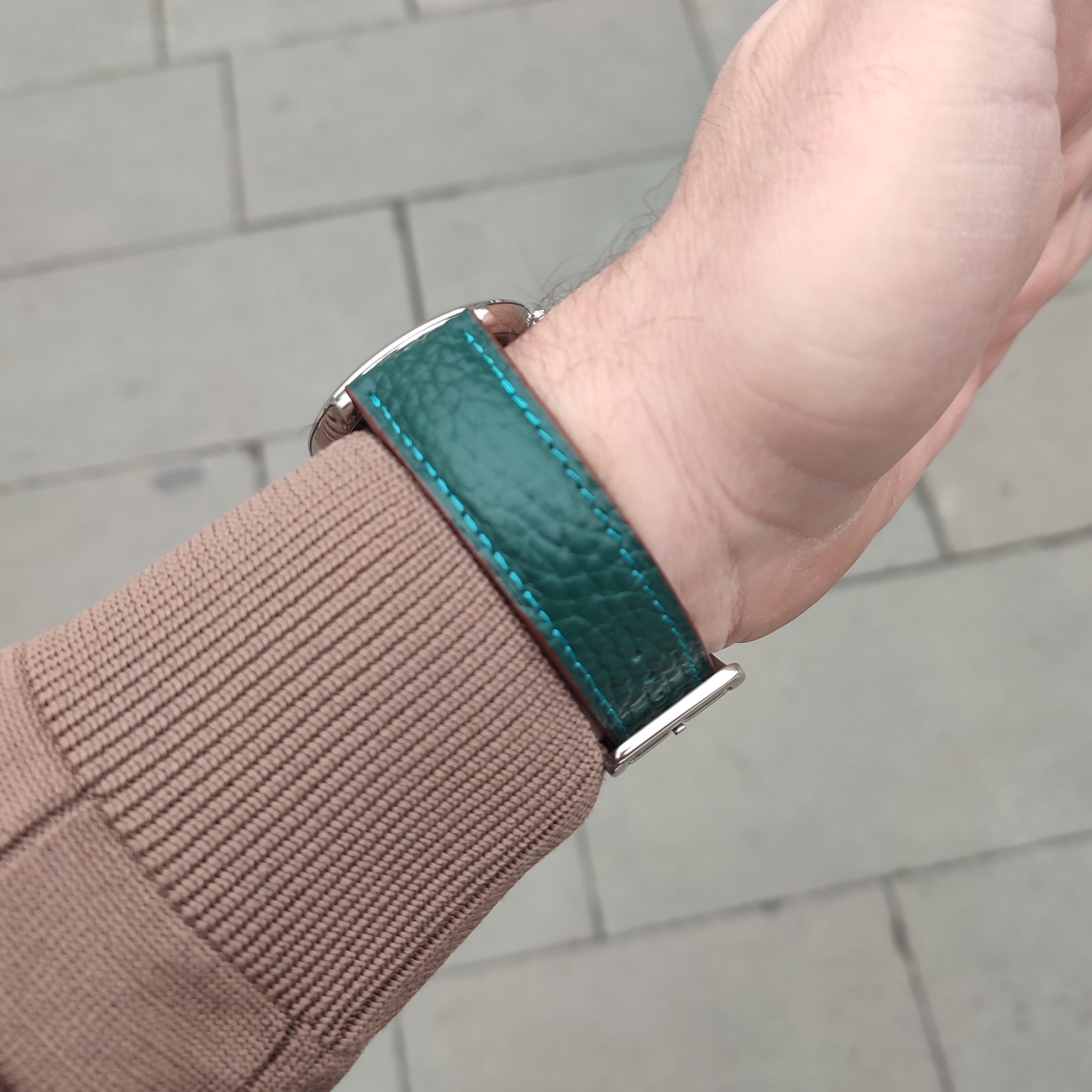 Embossed Leather Strap - Green