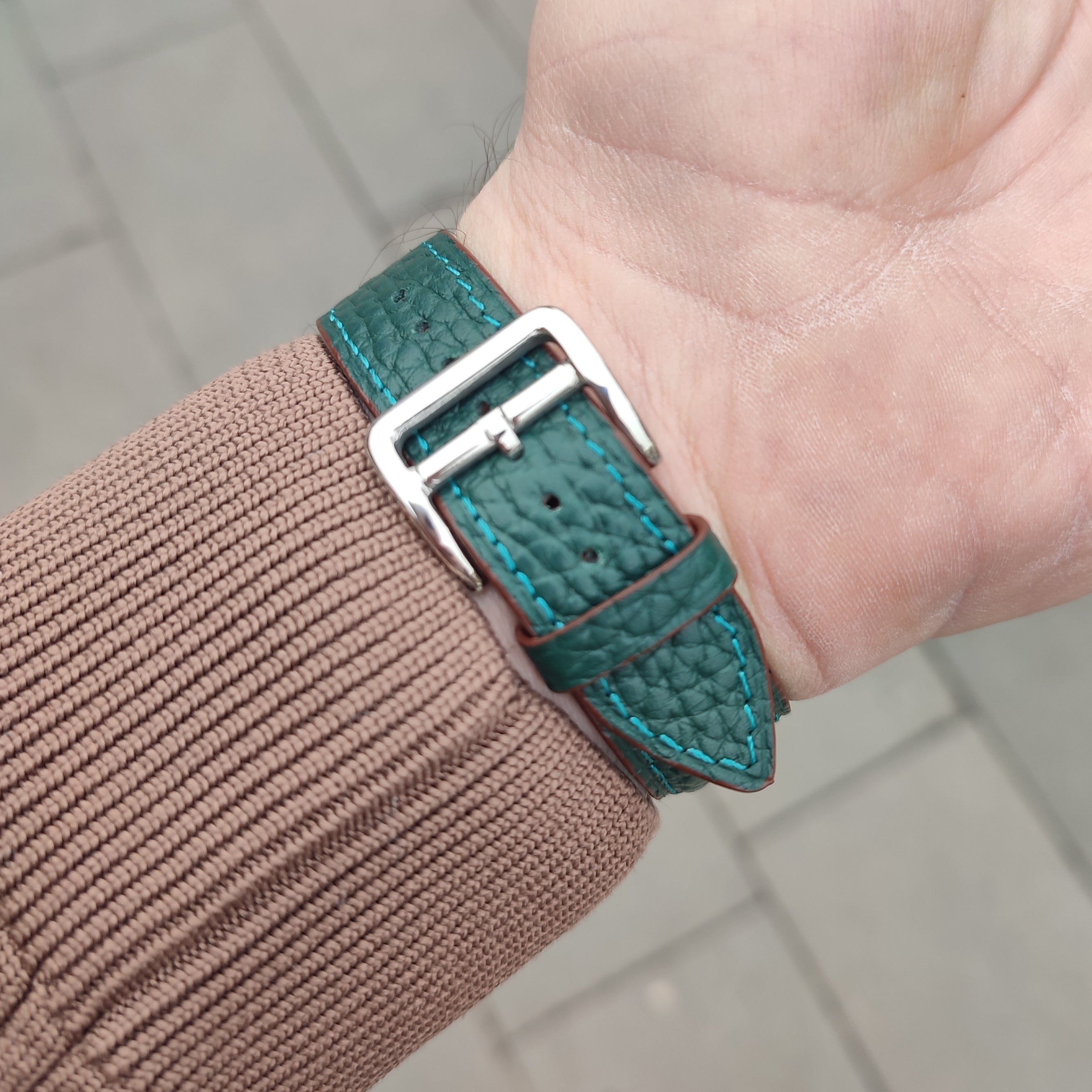 Embossed Leather Strap - Green