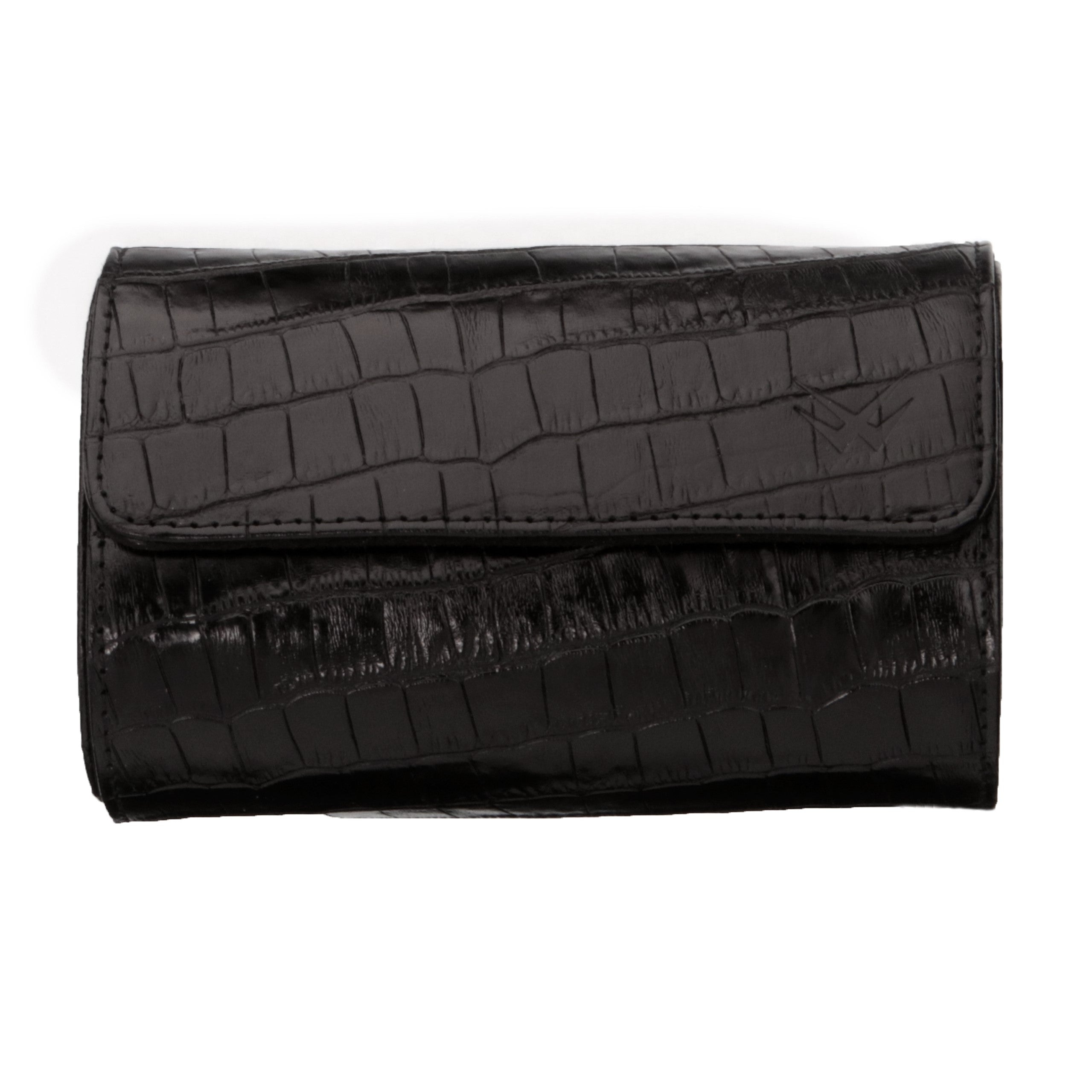 Lusse Leather Watch Roll for 2 - Black