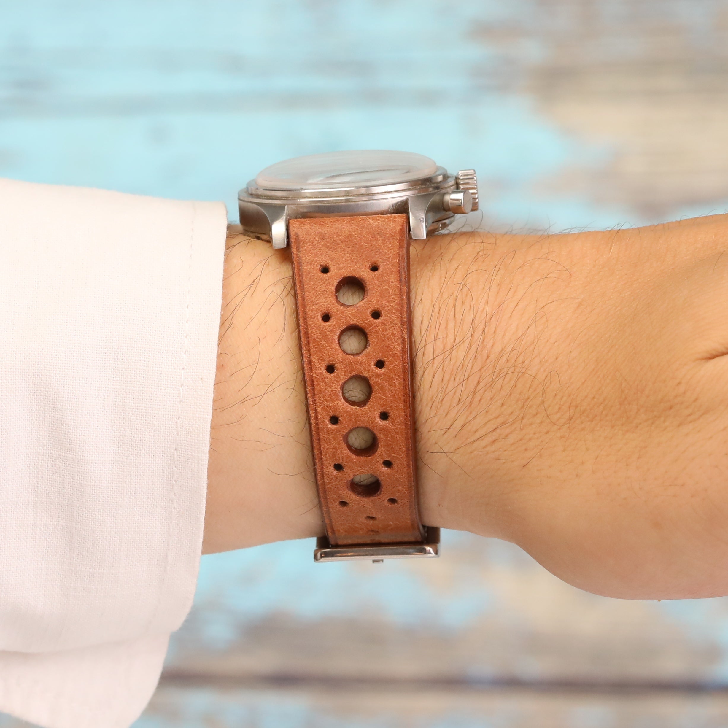 Rally Style Leather Strap - Brown