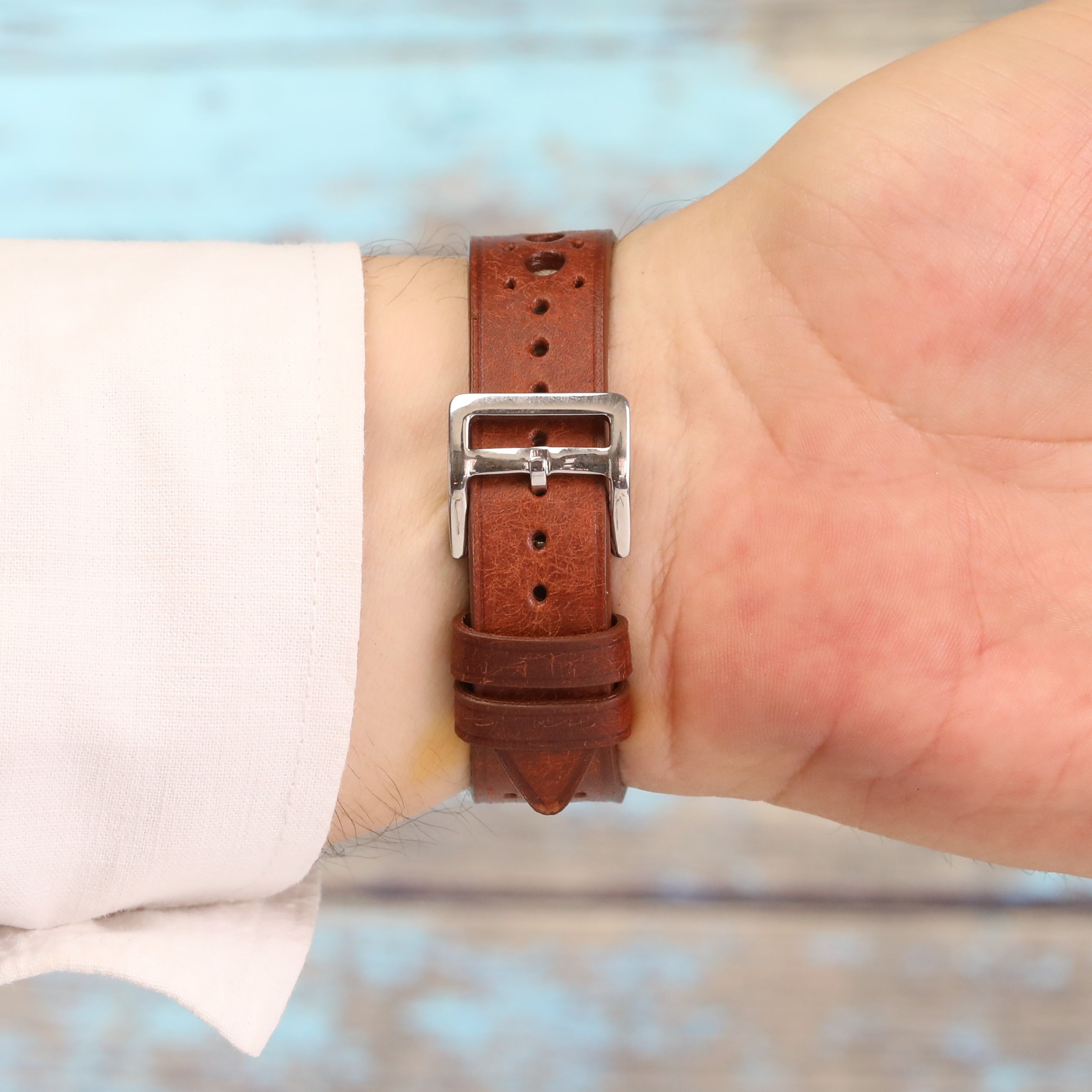 Rally Style Leather Strap - Brown