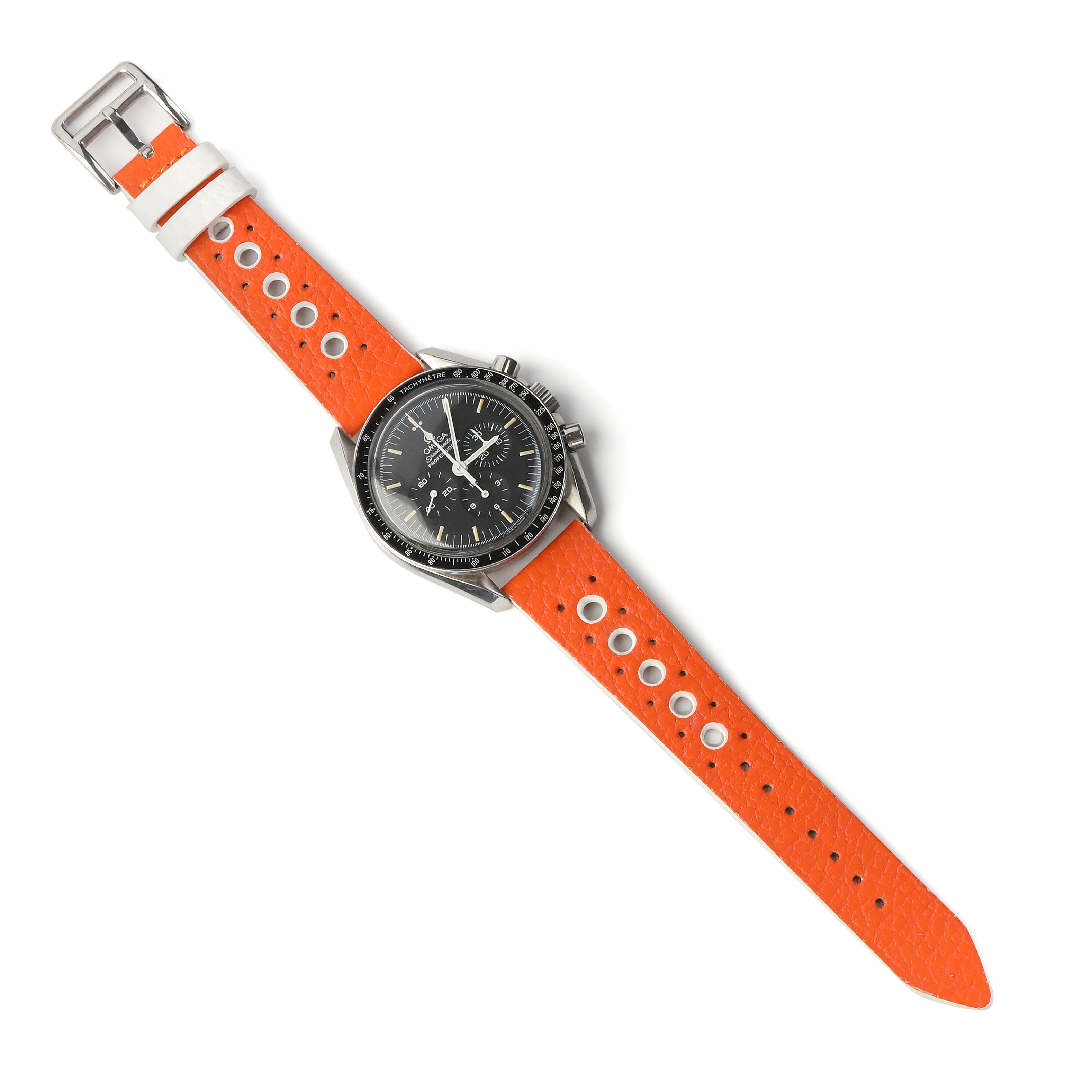 Rally Style Leather Strap - Orange