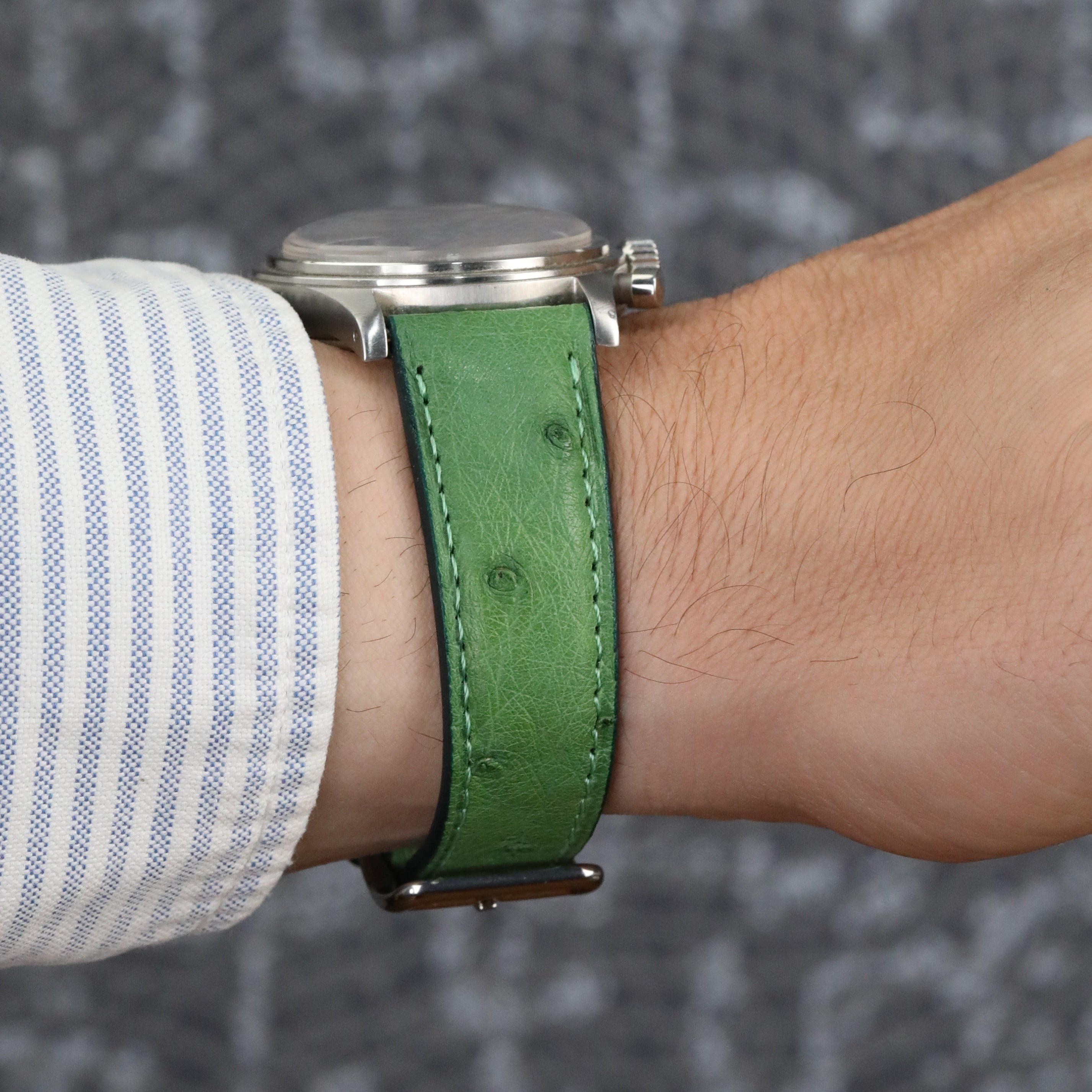 Ostrich Leather Strap - Green