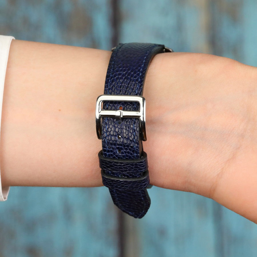 Ostrich Leather Strap - D. Blue